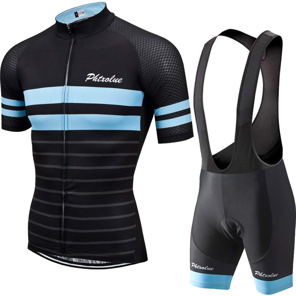 **Men's Cycling Jersey & Bib Shorts Set - Breathable & Moisture-Wicking Bicycle Outfit for Road & Mountain Biking - Perfect for Training, Racing & Outdoor Sports**