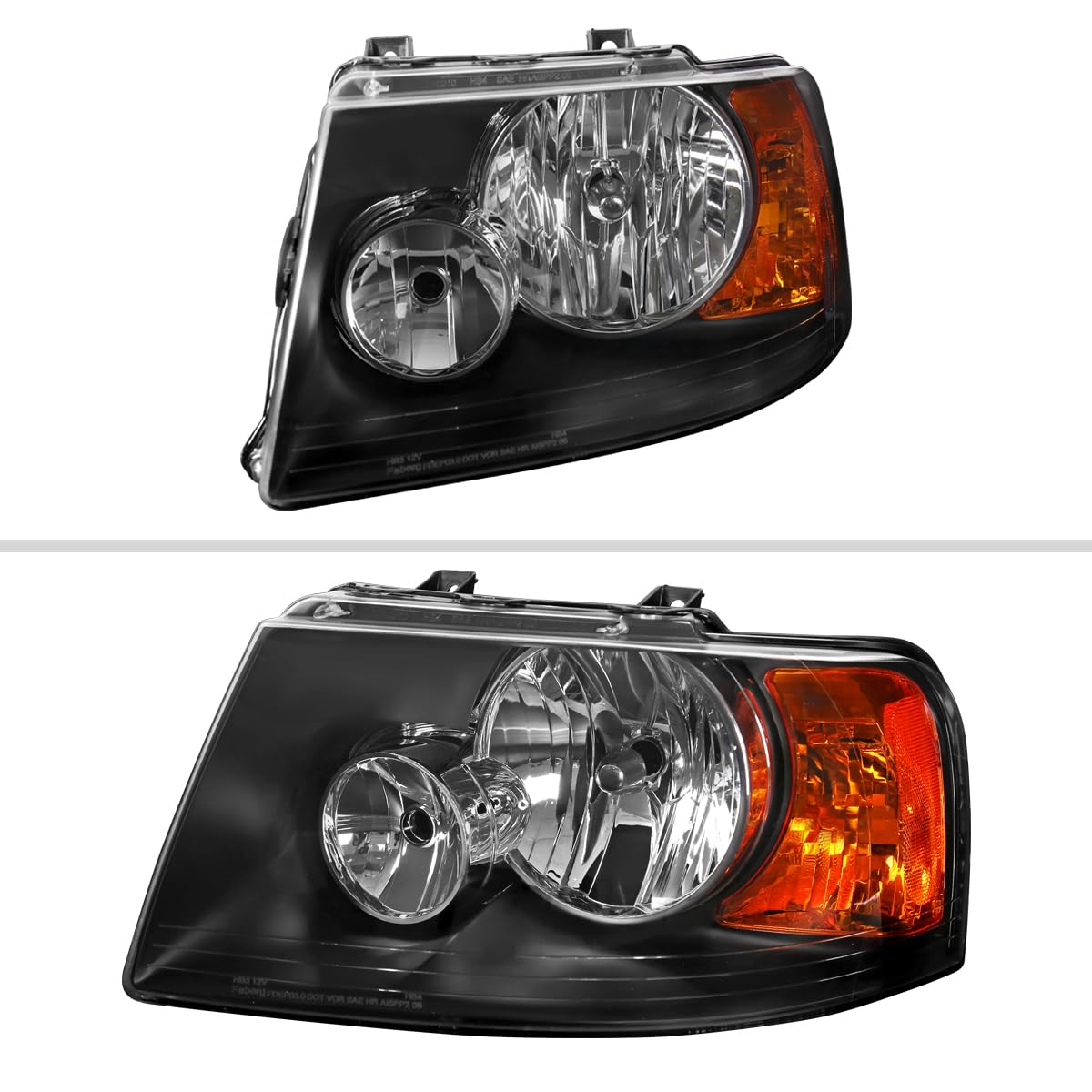 03-06 Ford Expedition Black Headlights & Headlamps Pair - Left & Right Replacement for Improved Night Driving & Style Upgrade