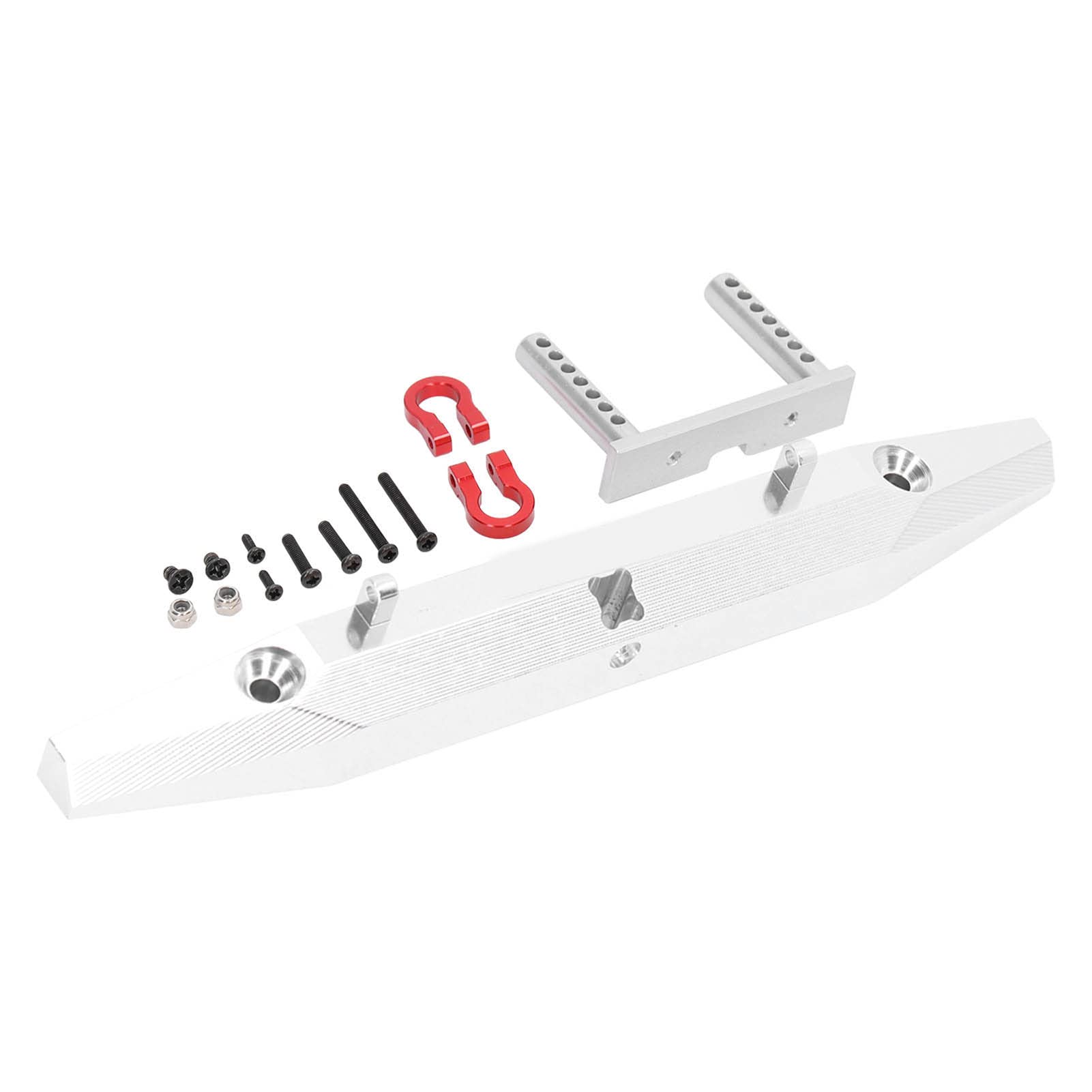 Shanrya Silver Rear Bumper for RC Cars - Anti-Rust, Easy to Install, High Simulation SCX10 & TRX4 (Fits MN999 9004690047) - Perfect for Off-Road Protection & Collision Prevention