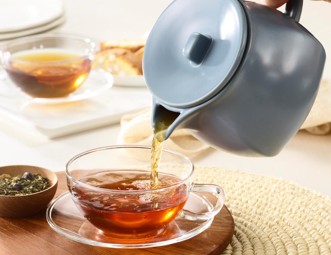 Premium Fiore Teapot with Removable Infuser - Stone Blue Ceramic Tea Pot for Loose Leaf Tea | Perfect for Home, Office & Tea Party Gifting