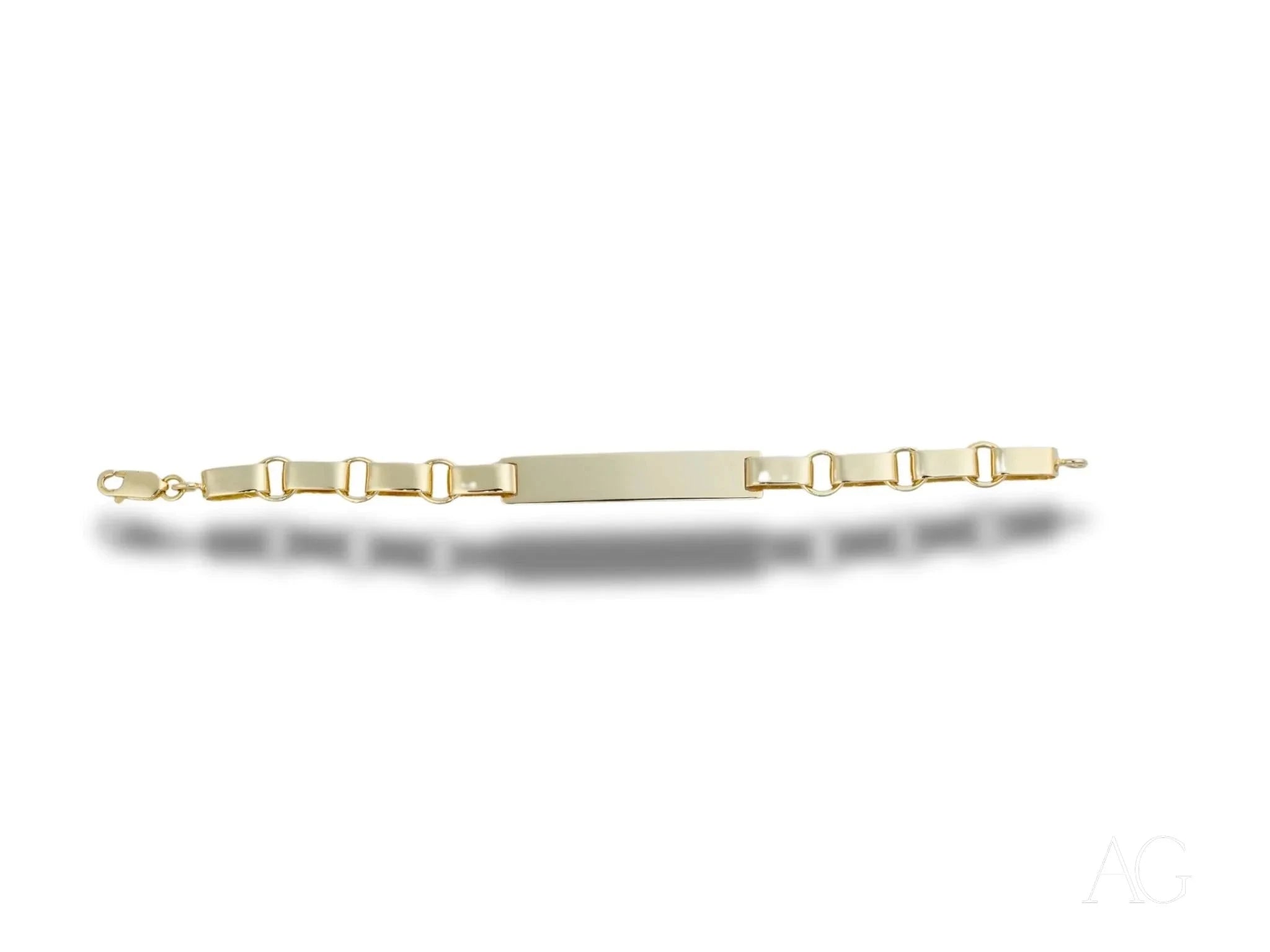 18K Solid Gold Kids ID Bracelet with Unique Chain Links - Personalized Name Jewelry for Children, Toddlers & Babies - Perfect for Gifts, Birthdays & Special Occasions