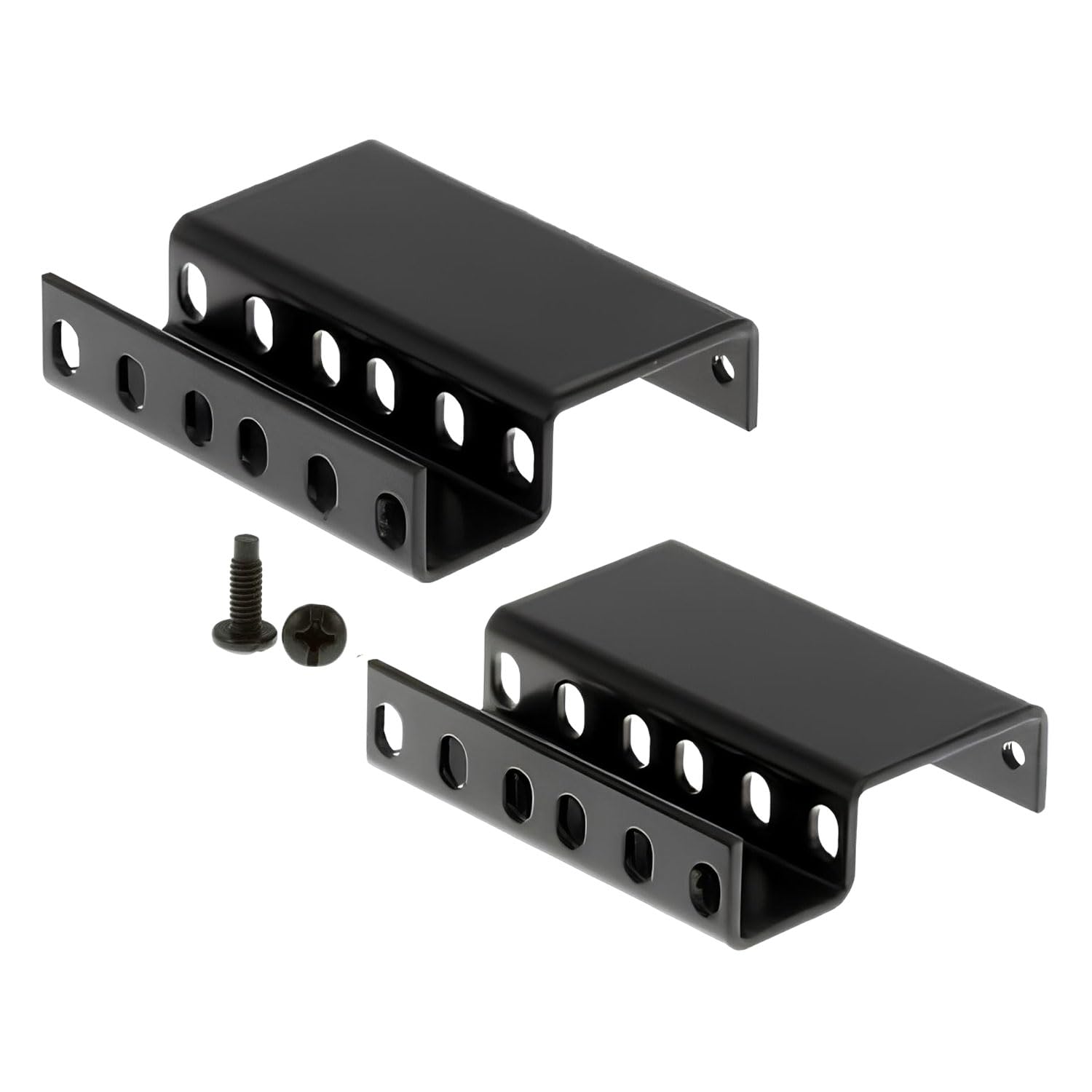 2RU Black Steel Rack Mount Recessed Server Rack Adapter - 3