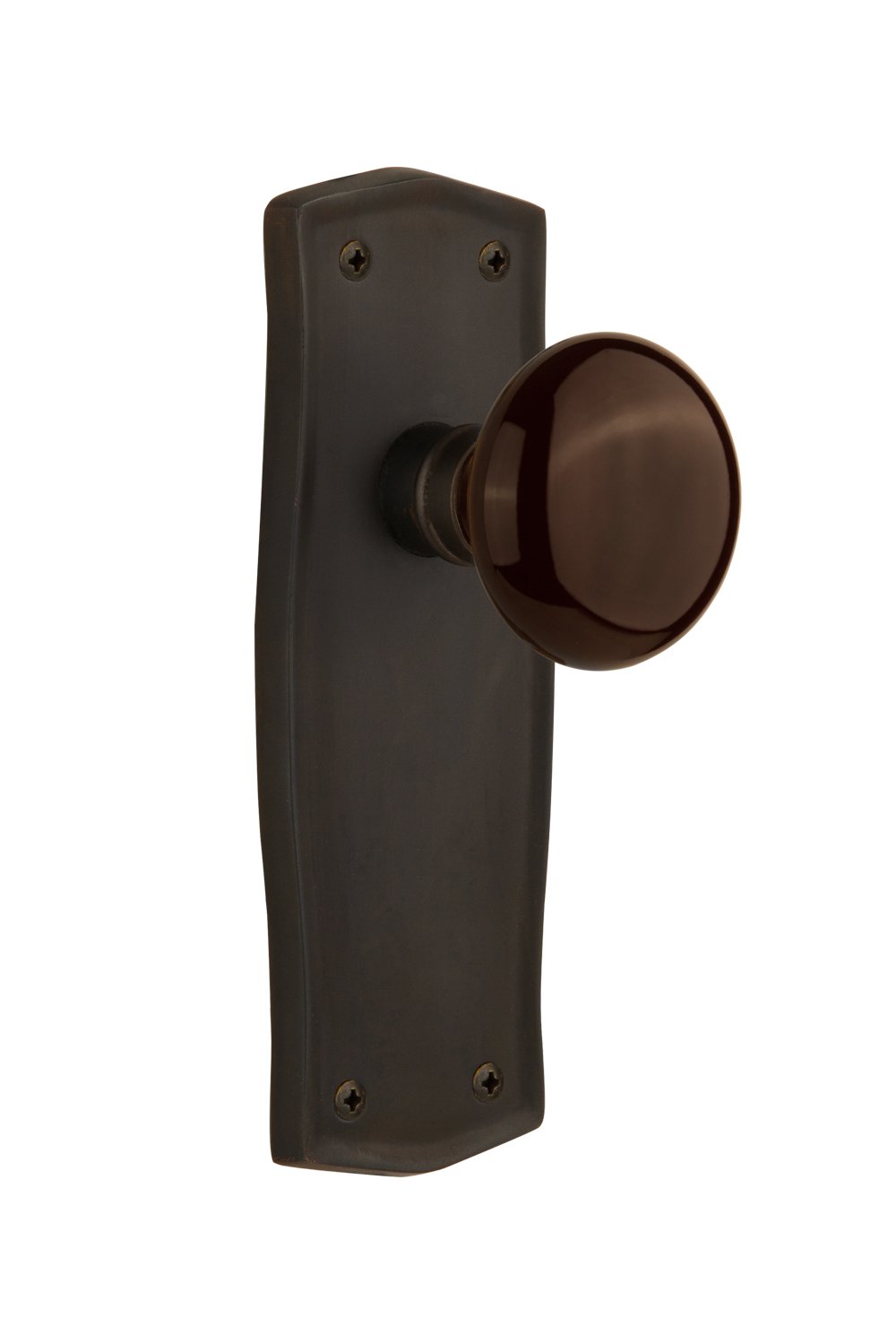 Vintage Prairie Plate with Brown Porcelain Knob - Double Dummy Door Plate in Oil-Rubbed Bronze Finish | Perfect for Farmhouse, Cottage & Vintage Home Decor