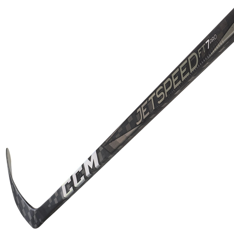 CCM JetSpeed FT7 Pro One Piece Hockey Stick - Chrome Finish - Junior Size - Perfect for Ice Hockey Training & Games