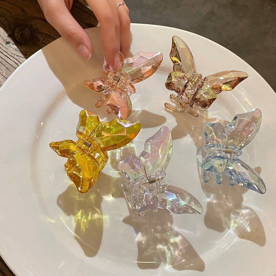 Butterfly Hair Clips for Women - 5 Pack Non-Slip Strong Hair Claws for Thick or Thin Hair - Fashion Hair Accessories for Girls & Women - Perfect for School, Work, Parties and Everyday Use