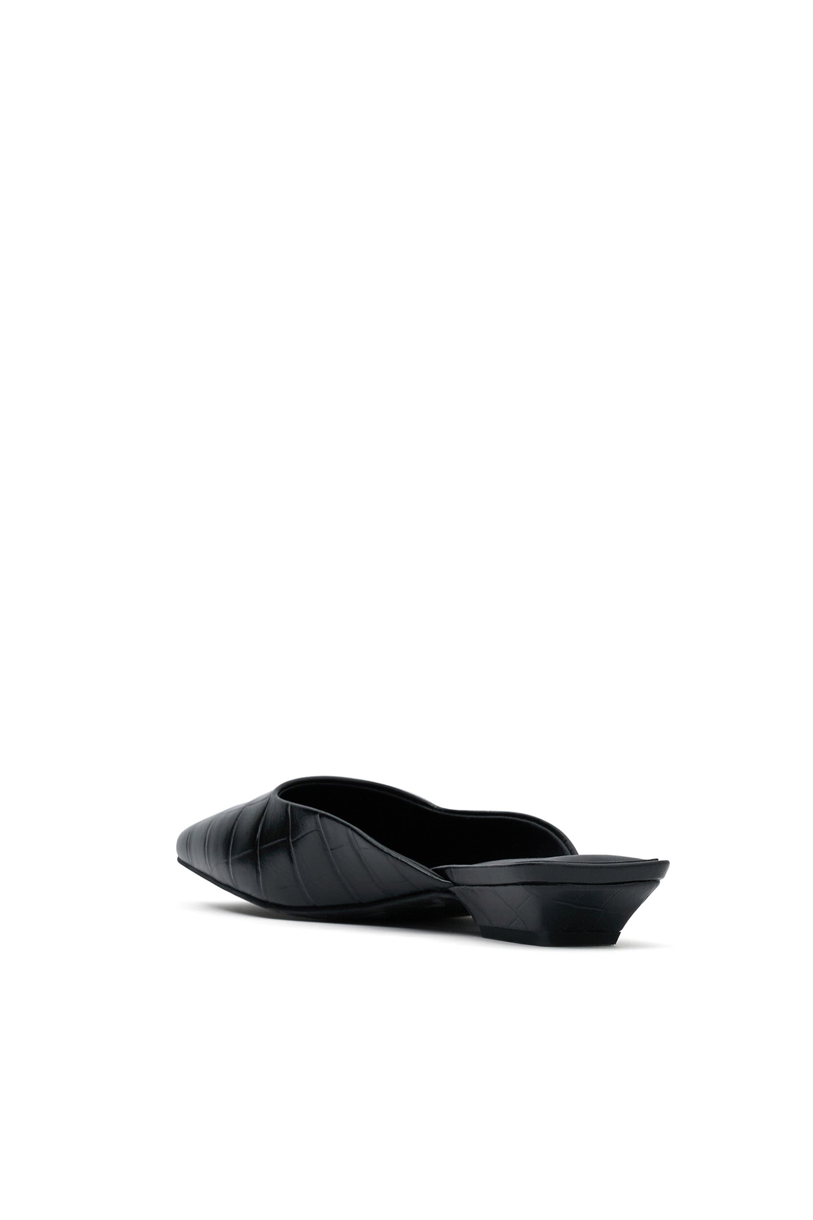 Nolan Black Crocodile Embossed Mule Shoes - Women's Comfortable Slip-On Loafers for Casual Outings & Office Wear