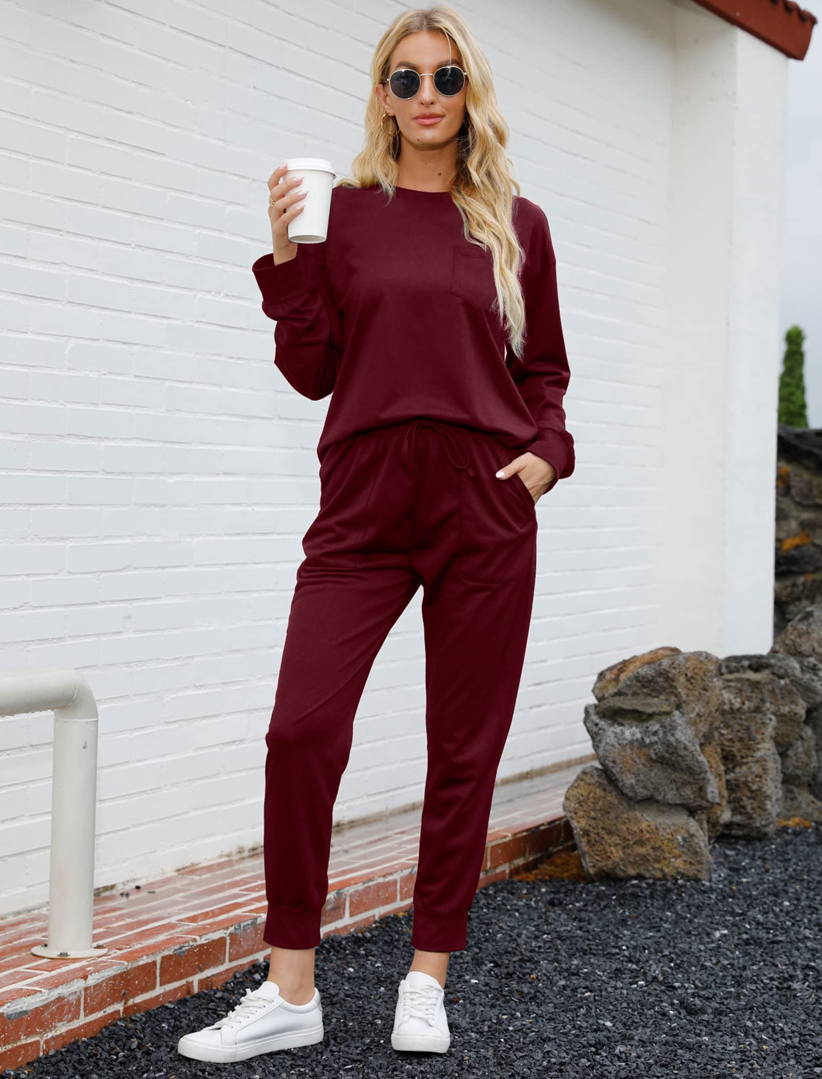 Bofell Women's 2-Piece Lounge Set - Soft Travel Sweatsuit & Trendy Pajama Outfit for 2024 | Perfect for Home Relaxation, Airplane Comfort & Casual Streetwear