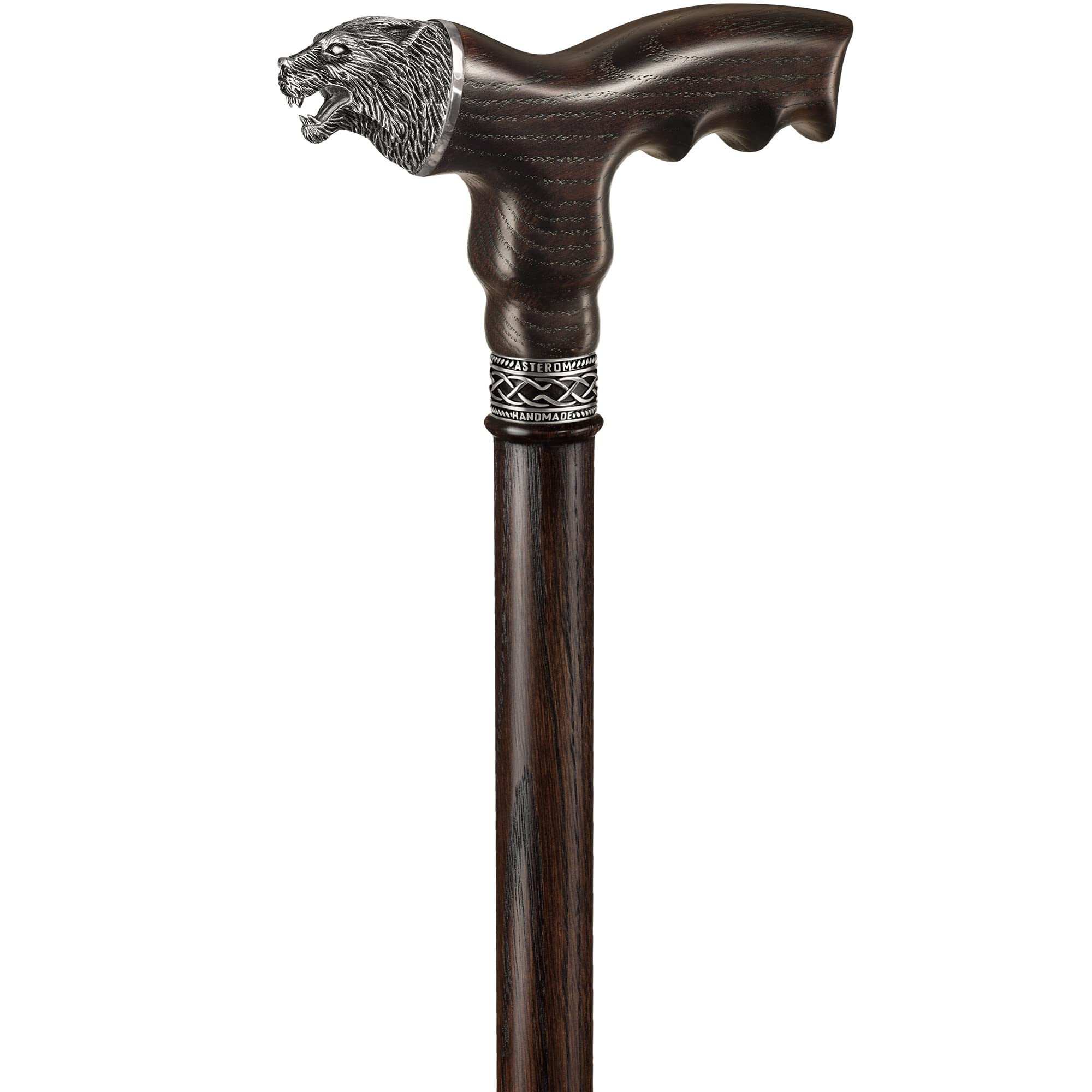 Stylish Handmade Wooden Walking Cane for Men - Wolf Design Fashionable Walking Stick - Perfect for Hiking, Travel & Everyday Use
