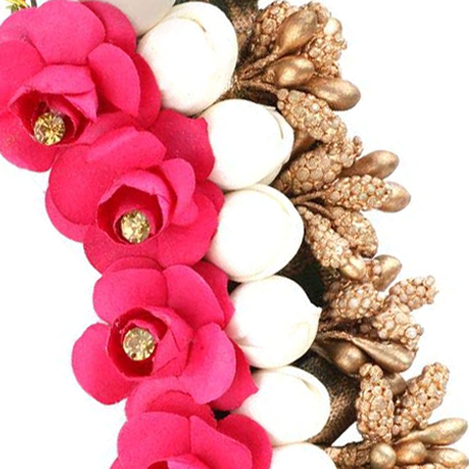 GuruEmbellish Hair Bun Juda Maker Flower Tiara & Gajra Bridal Hair Accessories for Women & Girls - Multicolor Wedding, Party & Festival Hair Jewelry