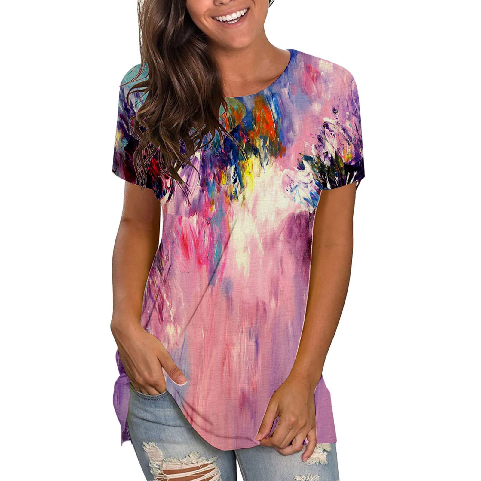 Women's Summer Short Sleeve Tunic T-Shirt - Casual O-Neck Blouse Top for Women | Perfect for Beach, Vacation & Everyday Wear