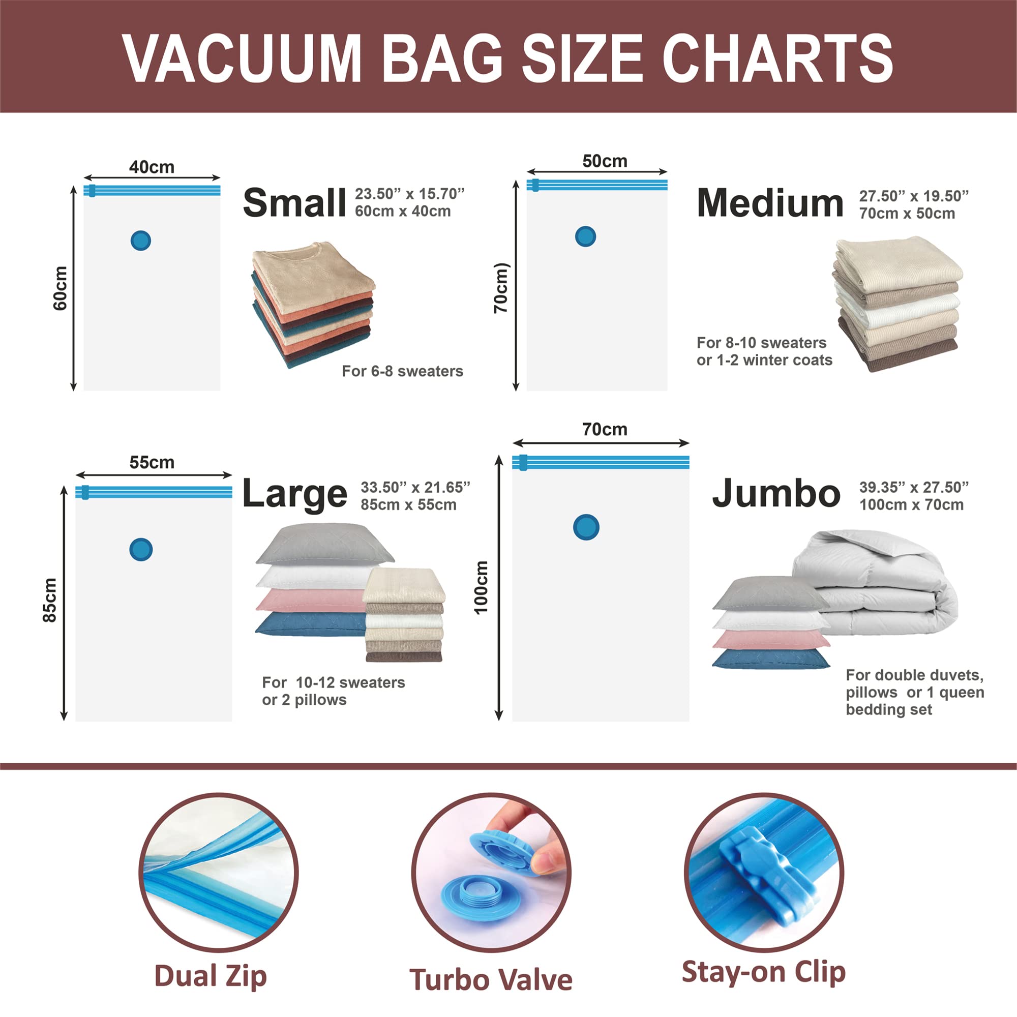 8 Small Vacuum Storage Bags with Hand Pump - Space Saving Vacuum Sealed Bags for Clothes, Comforters, Blankets & Bedding | Perfect for Seasonal Storage, Travel & Home Organization
