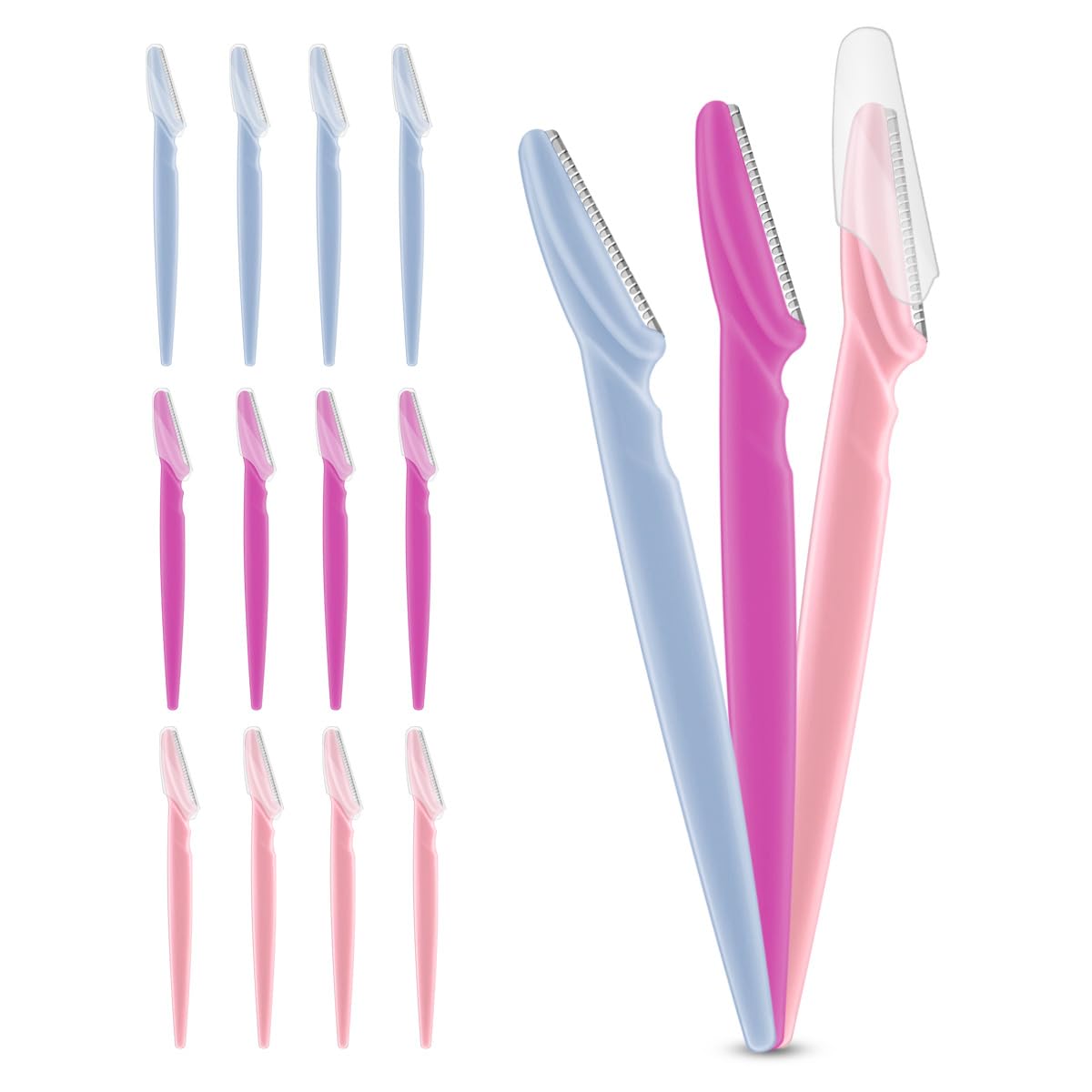 12 Pack Women's Eyebrow Razors - Dermaplaning Tool & Facial Hair Remover with Safety Cover - Precision Eyebrow Trimmer for Smooth Skin - Multipurpose Shaver for Men & Women - Perfect for Eyebrow Shaping, Peach Fuzz Removal & At-Home Dermaplaning