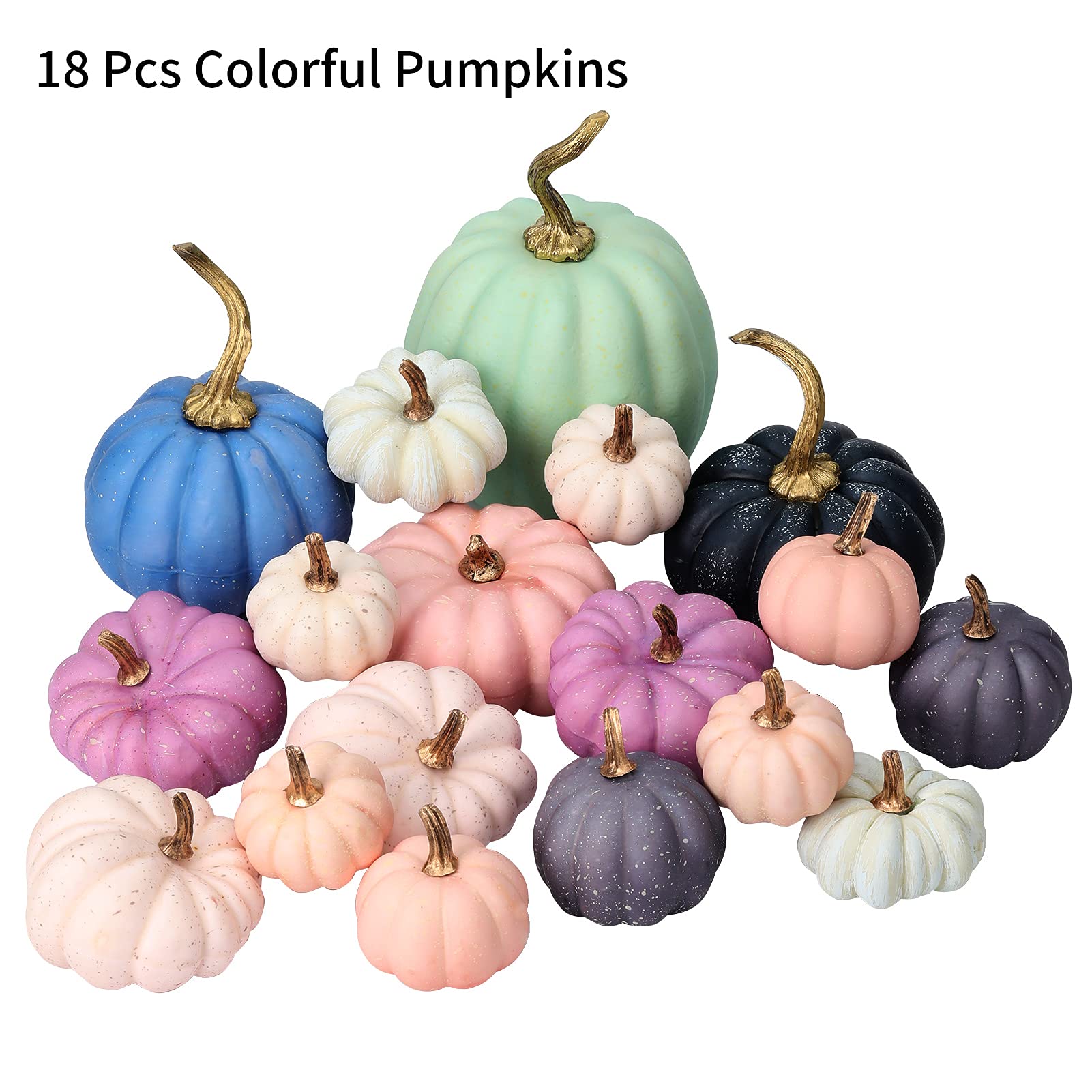 18Pcs Fake Foam Pumpkins - Fall Decor for Home, Wedding & Halloween