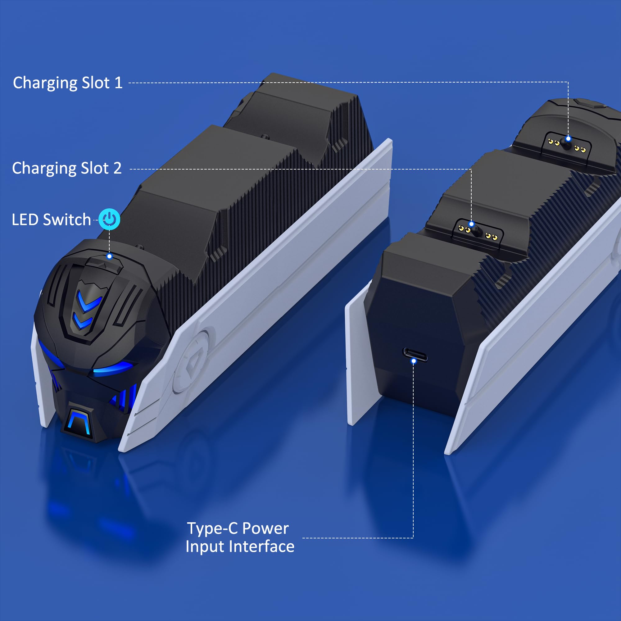 PS5 Controller Charger Station for DualSense & DualSense Edge - Fast Charging Dock with LED Indicators | Compatible with PlayStation 5 Controllers & Faceplates | Perfect for Gaming Setup & Multi-Controller Charging