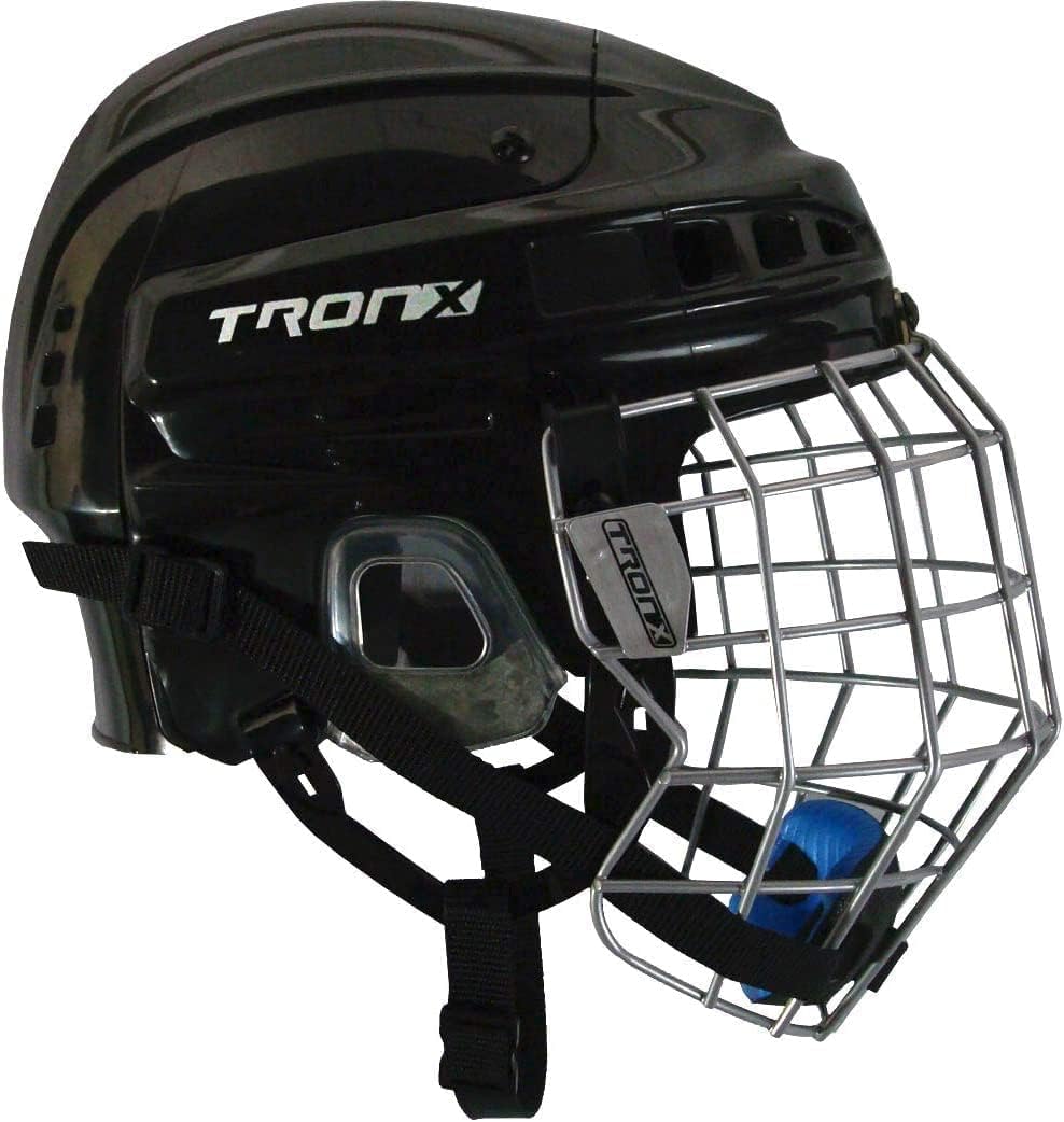 TronX Comp Ice Hockey Helmet with Cage - Certified Protective Gear for Hockey & Rodeo Bull Riding - Perfect for Ice Skating, Youth Sports & Extreme Riding Safety