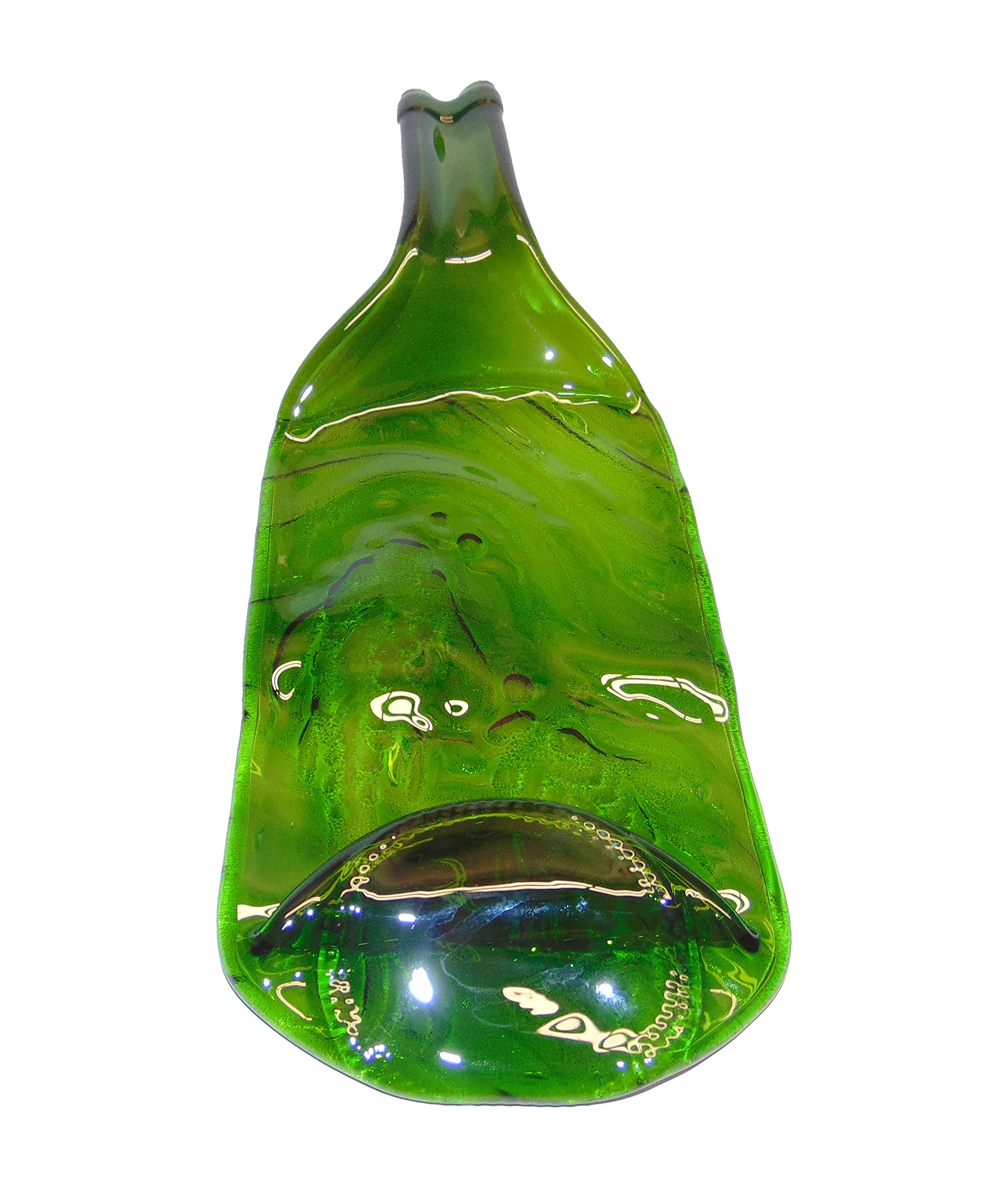Embossed Fish Design Raised Neck Moss Green Wine Bottle Cheese Tray Serving Platter - Elegant Appetizer Display for Dinner Parties, Wine Tasting & Charcuterie Boards
