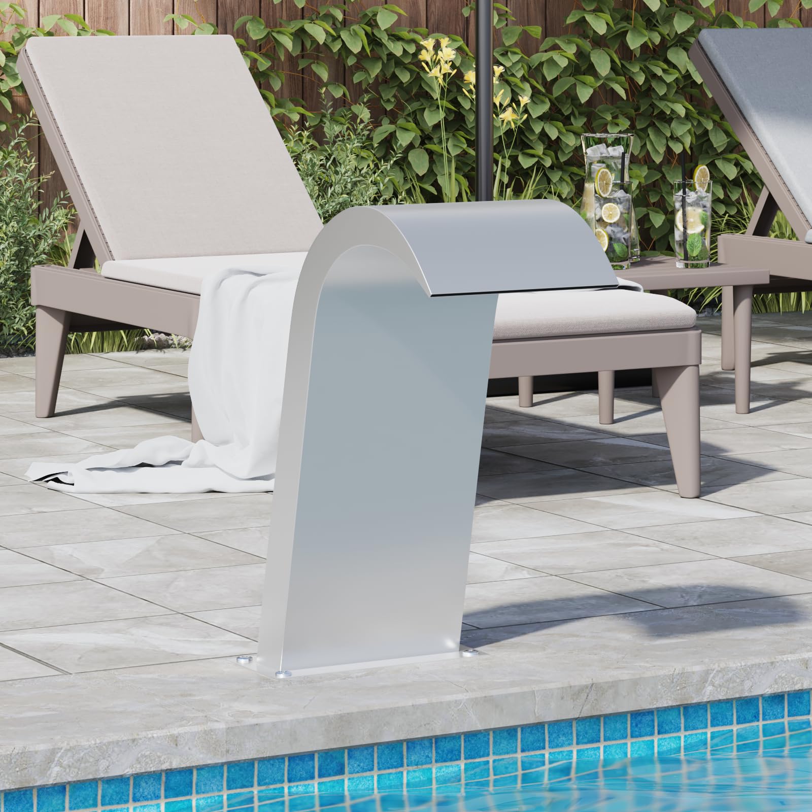 Stainless Steel 304 Pool Fountain - Chlorine Resistant Water Feature with Even Flow, Easy Install for Ponds, Pools & Gardens | 12.2x6.5x23.6 Inches | Perfect for Backyard Decor, Water Aeration & Relaxing Outdoor Spaces