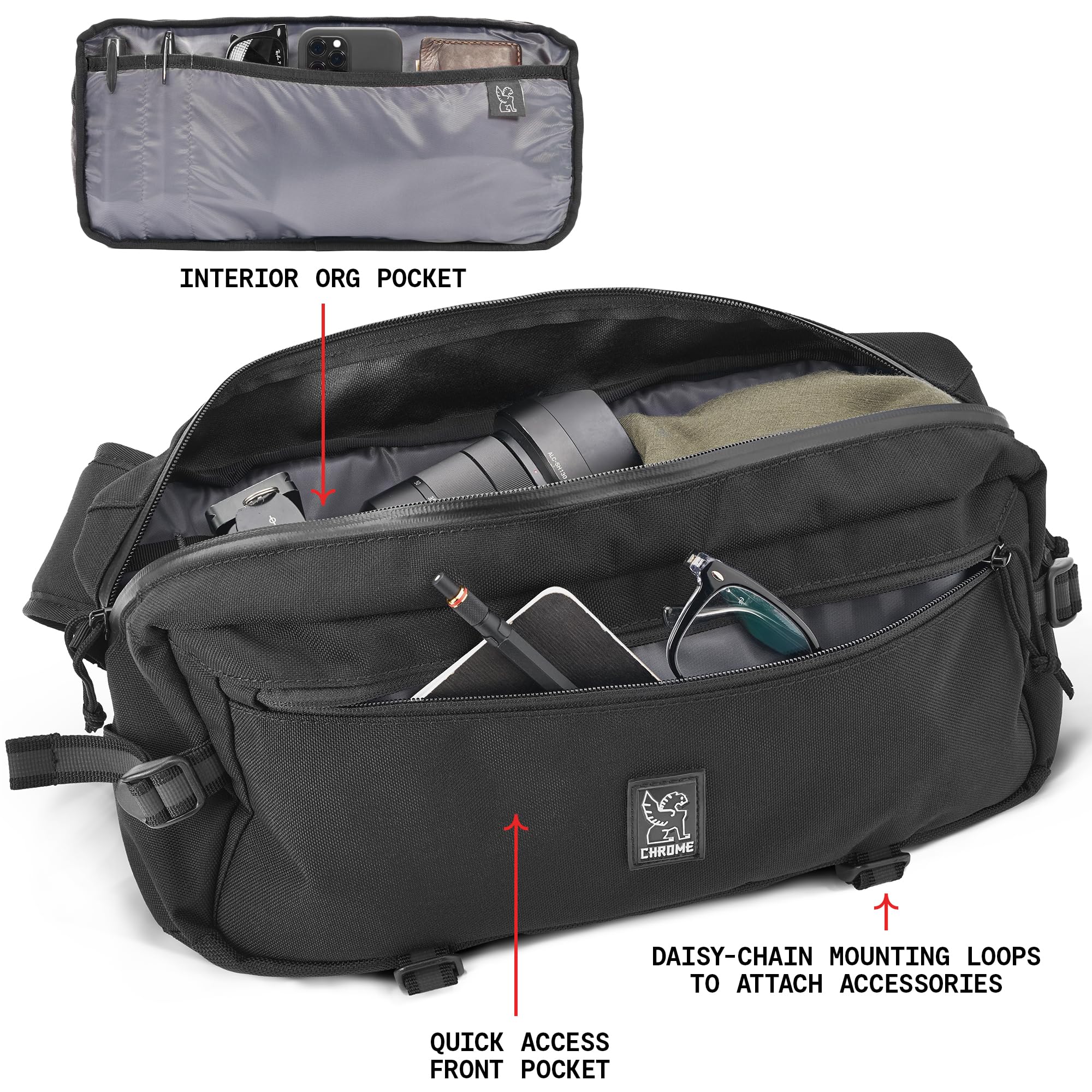 Chrome Industries Kadet Sling Messenger Bag - Unisex Crossbody Backpack with Quick Release Buckle for Commuting, Travel & Everyday Use