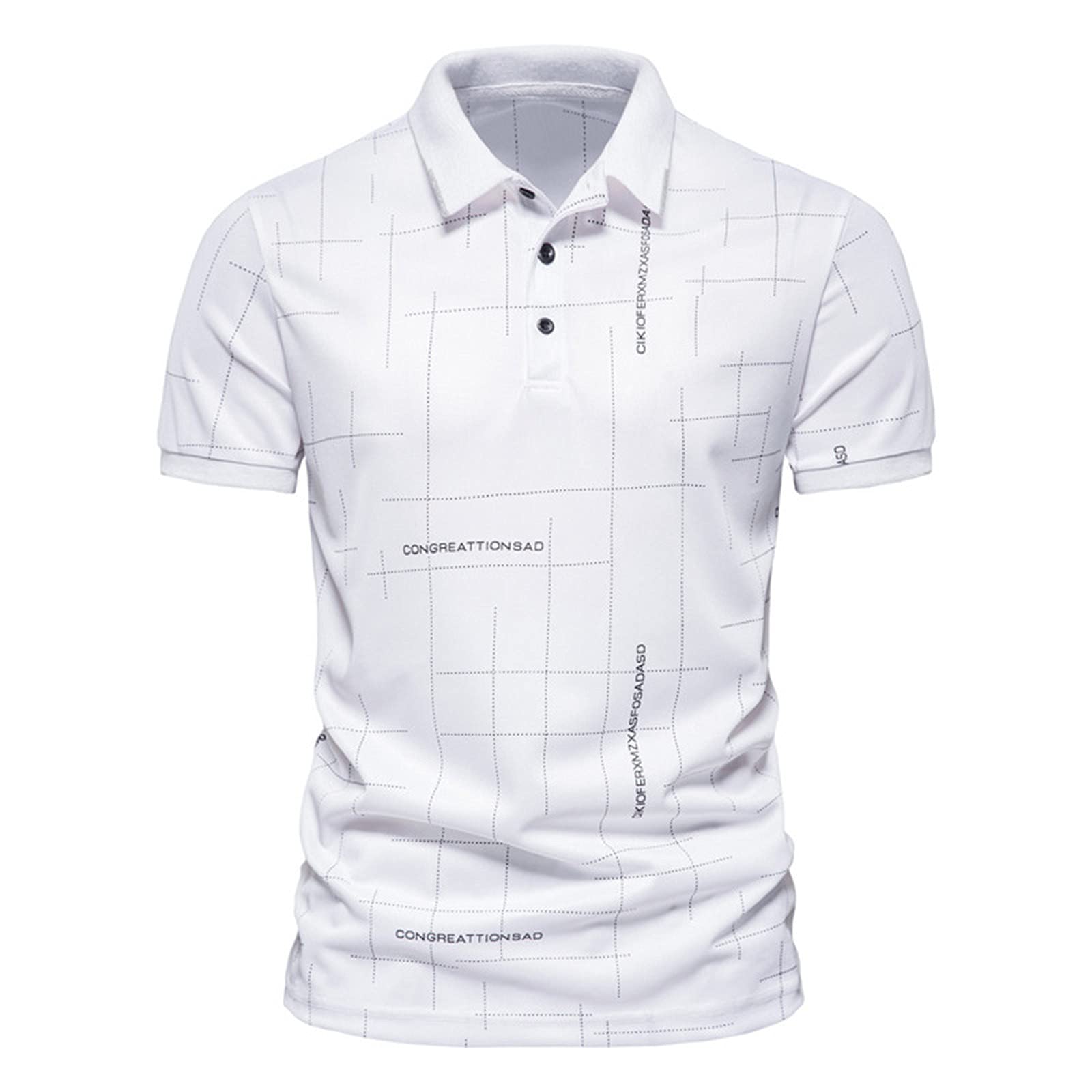 Men's Workout T-Shirts - Summer Fashion Dotted Line Bronzing Print Lapel Short Sleeve Shirt for Gym, Running & Casual Wear