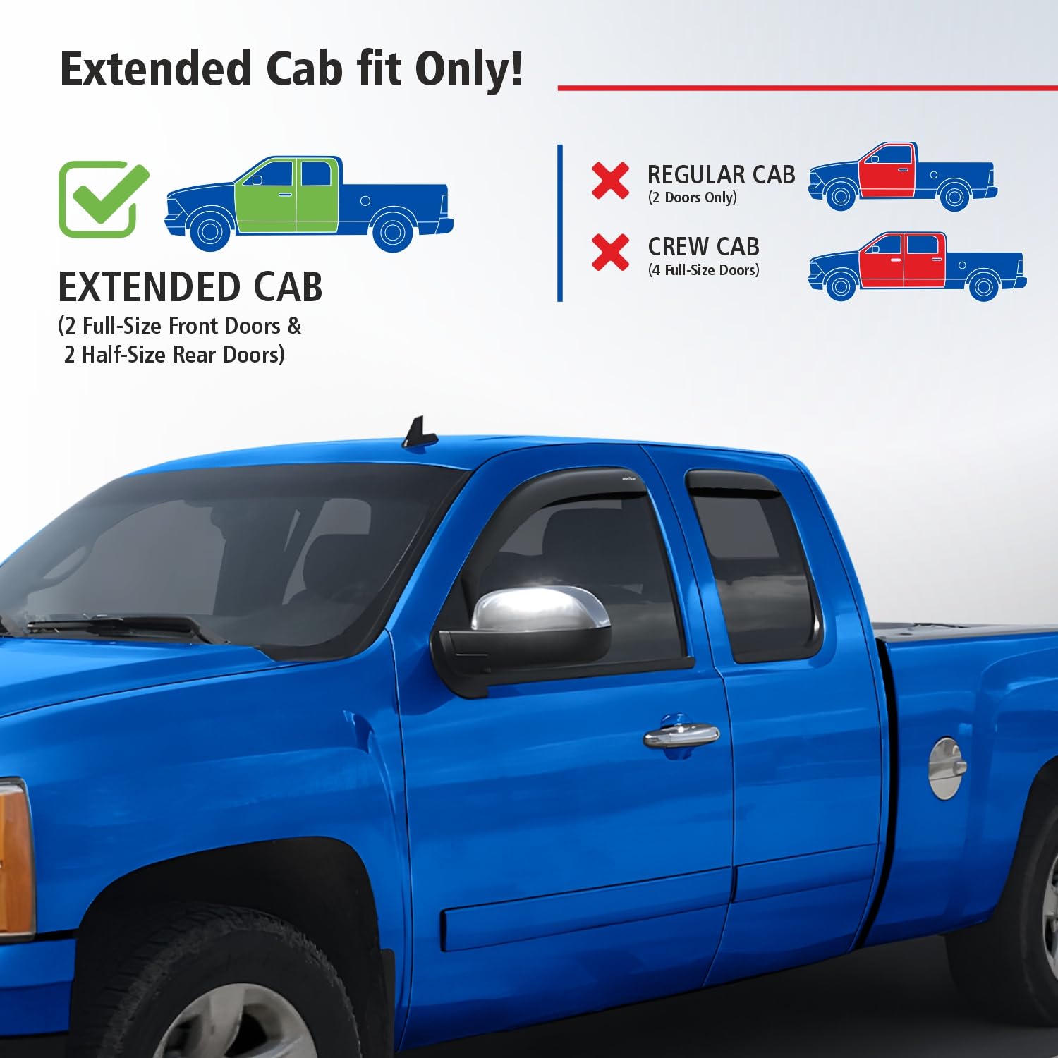 Goodyear Shatterproof In-Channel Window Deflectors for 2007-2013 GMC Sierra 1500 Extended Cab - 4-Piece Rain Guards & Vent Visors | Truck Accessories for Weather Protection & Style