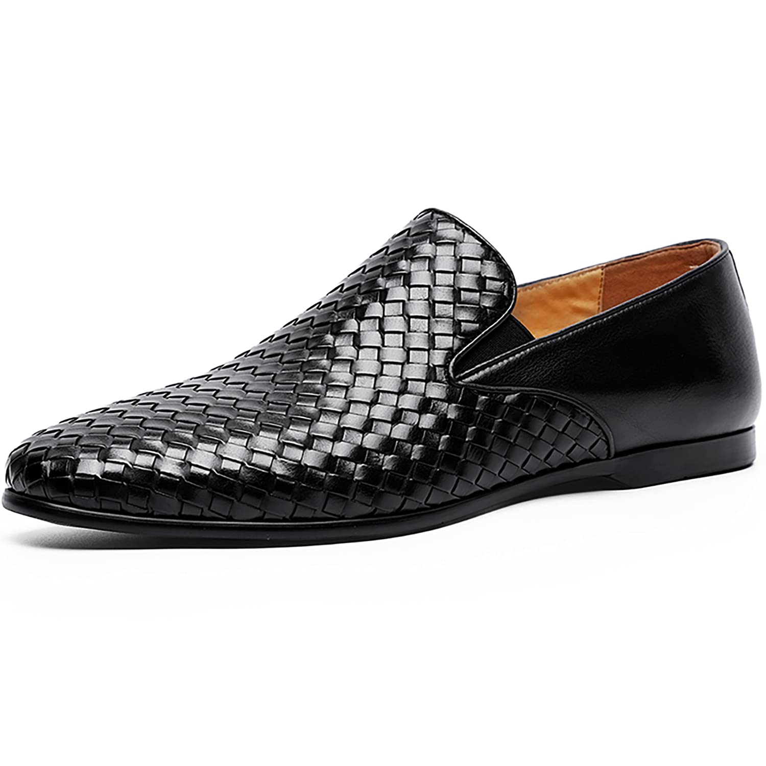 R.PRINCE Men's Slip-On Loafers - Genuine Leather Woven Business Casual Dress Shoes for Office, Wedding & Daily Wear