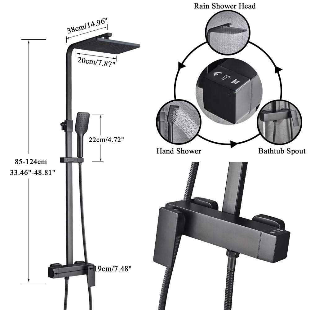 Black Wall Mounted Rain Shower Head with Mixer Tap - Premium Bathroom Shower Faucet Set for Modern Bathtub & Shower Combo | Perfect for Spa-Like Relaxation & Luxury Bathroom Upgrade