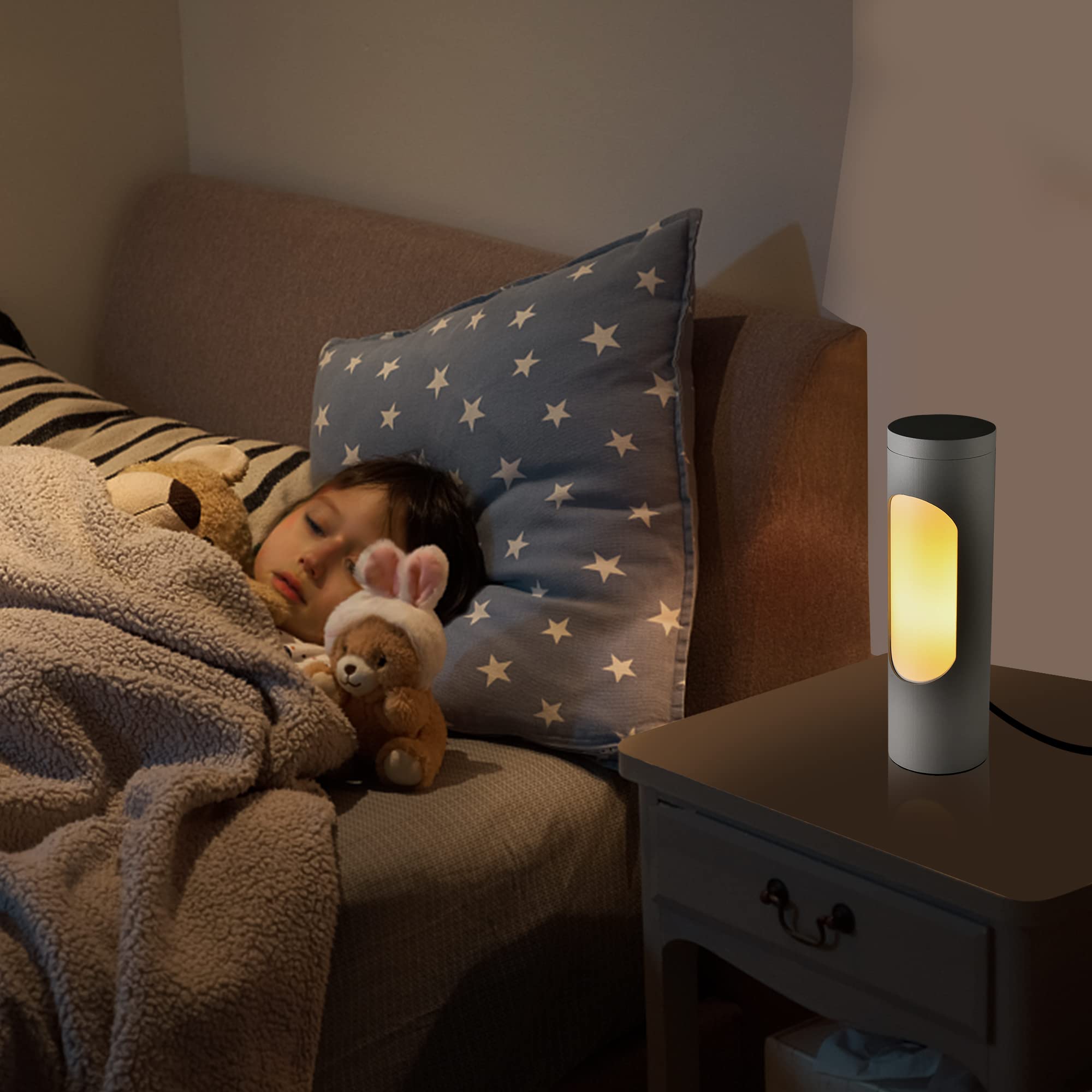 Kosher Lamp for Shabbos - LEDIARY Silver Table Lamp with T10 Bulb (4W Equivalent to 40W, 400LM, 3000K) - Reading Light & Nightlight for Bedroom, Living Room, Synagogue - Perfect for Jewish Sabbath Observance and Nighttime Reading