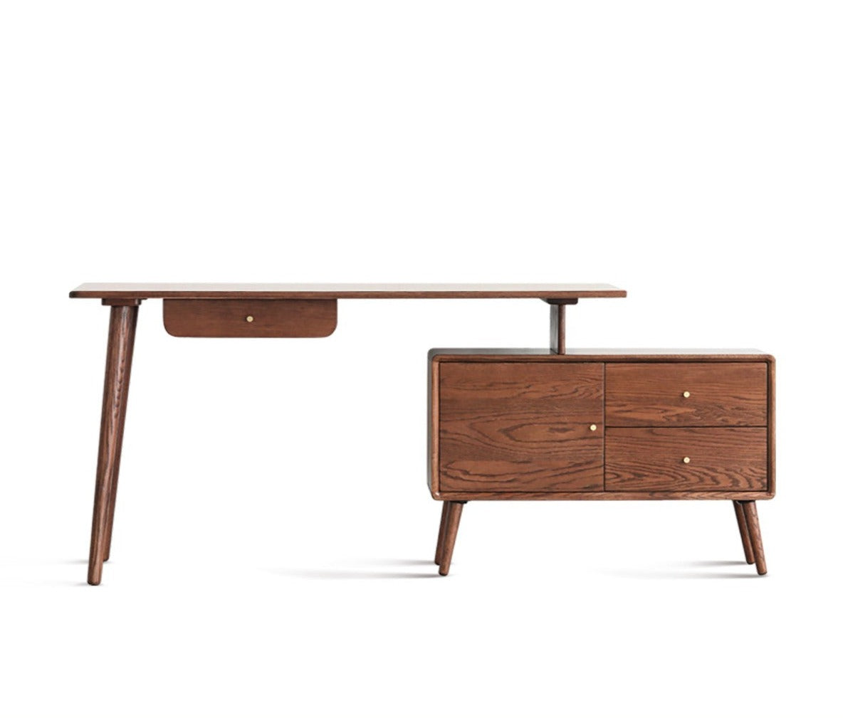 Solid Oak Wood Adjustable Height Office Desk - Extendable Workstation for Home & Business Use