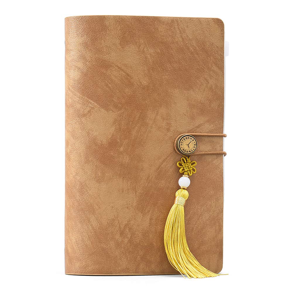 Lucare Portable Loose Leaf Planner Diary Notebook with Elastic Strap - Yellow Scrapbook Journal for School, Office & Travel Organization | Stationery Supplies for Students & Professionals