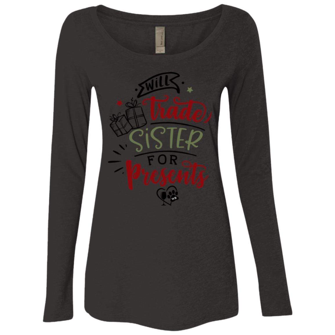 WineyBitches.Co Women's Tri-Blend Long Sleeve Scoop Neck T-Shirt - Soft Casual Tee for Everyday Wear, Lounge & Date Nights