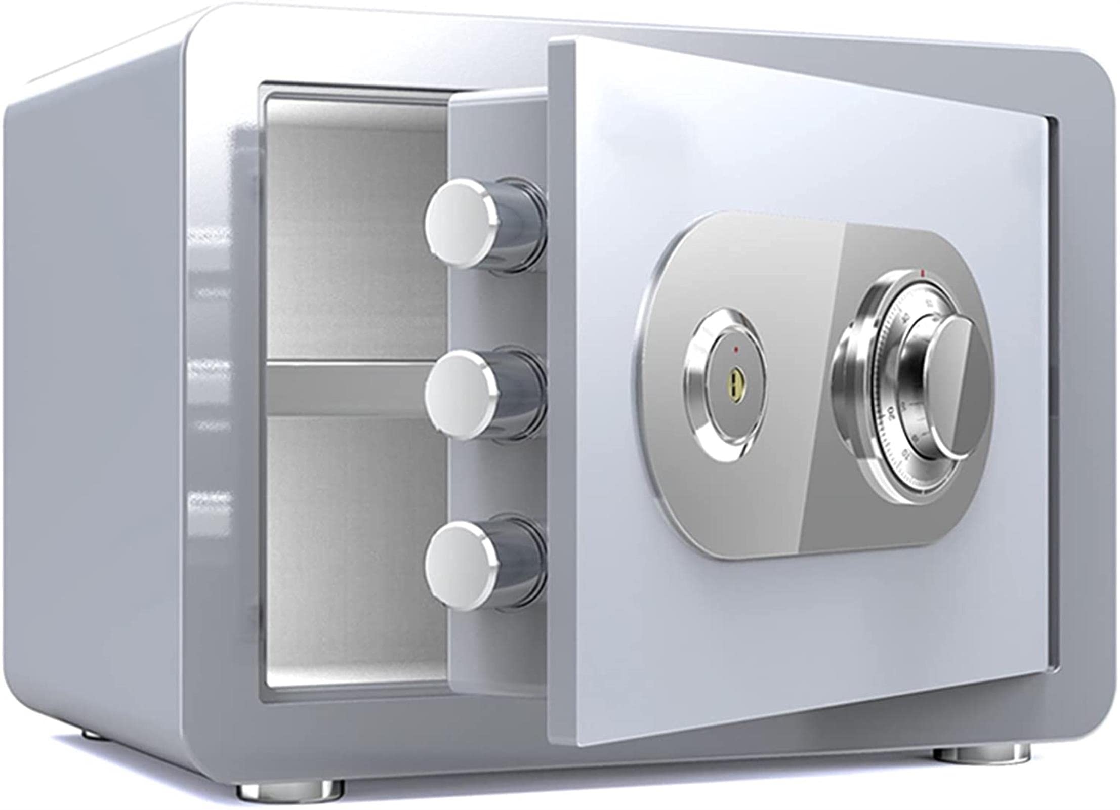 Steel Home Security Safe Box - Fireproof, Waterproof & Anti-Theft Small Safe for Cash, Jewelry & Documents - Mechanical Lock for Bedroom, Office & Travel Use (Tyrant Gold/White)