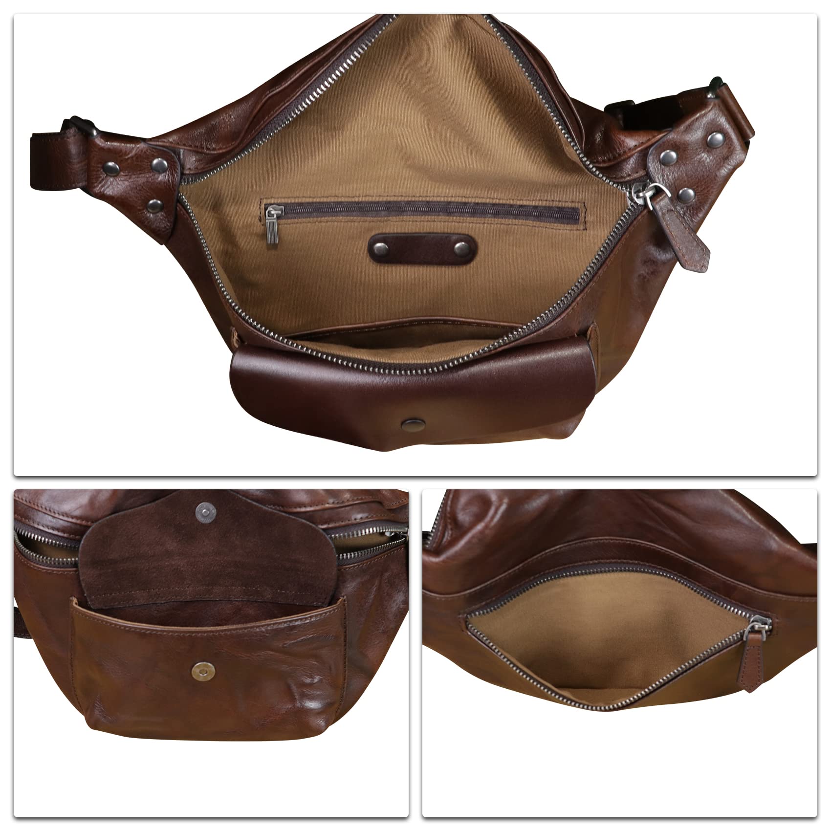 Genuine Leather Fanny Pack for Women & Men - Vintage Real Leather Crossbody Sling Bag, Waist Pack & Chest Purse | Perfect for Travel, Hiking, Concerts & Everyday Use