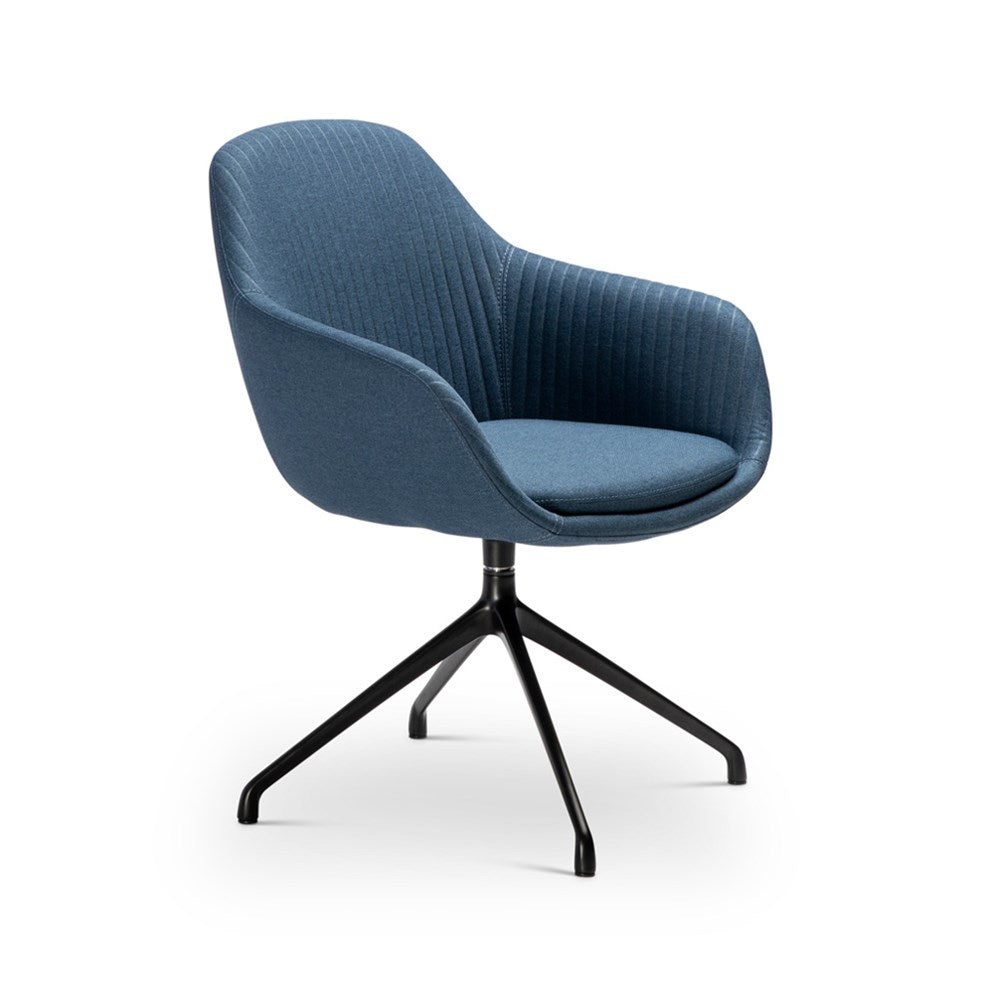 Ava Chair with Black Iron Base and Blue Fabric - Modern Office & Living Room Seating for Home & Workspace