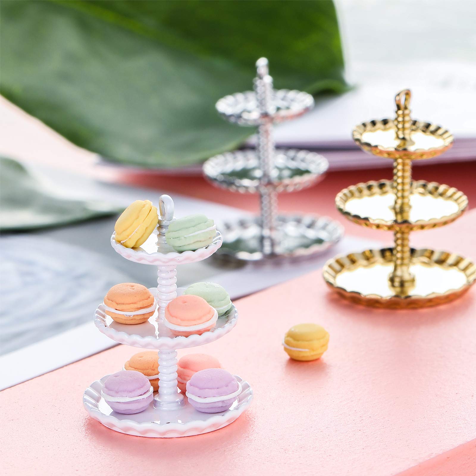 1/12 Scale Miniature 3-Tier Cupcake Stand - Alloy Round Dessert Display Tower for Dollhouse Kitchen Decor (3-Piece Set) - Perfect for 1/12 Dollhouse Accessories, Doll Playsets & Miniature Food Displays - Ideal for Tea Parties, Baking Scenes & Dollhouse Kitchen Setups