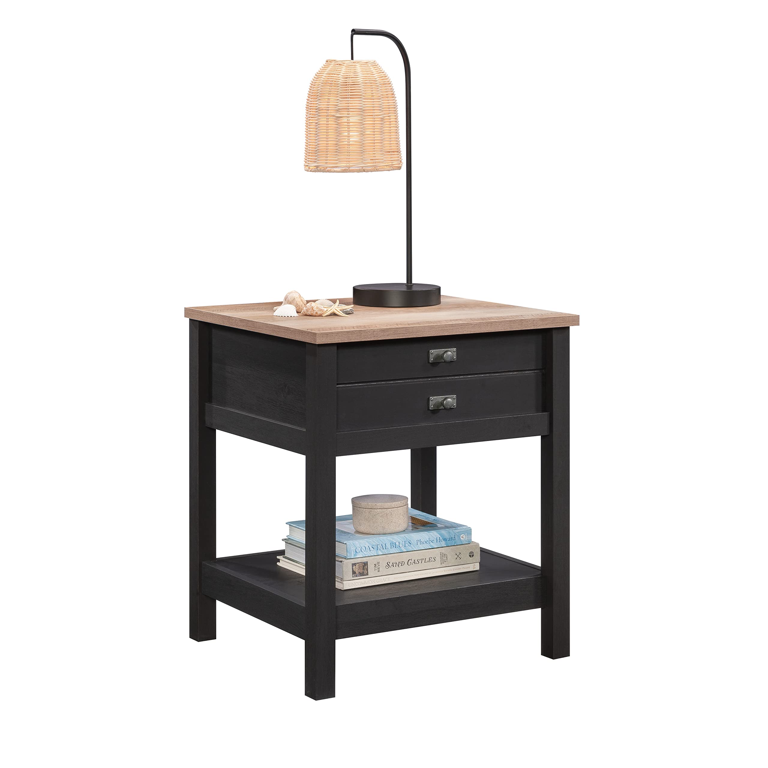 Sauder Cottage Road Night Stand - Bedside Table with Storage, End Table in Raven Oak Finish for Bedroom, Living Room & Office