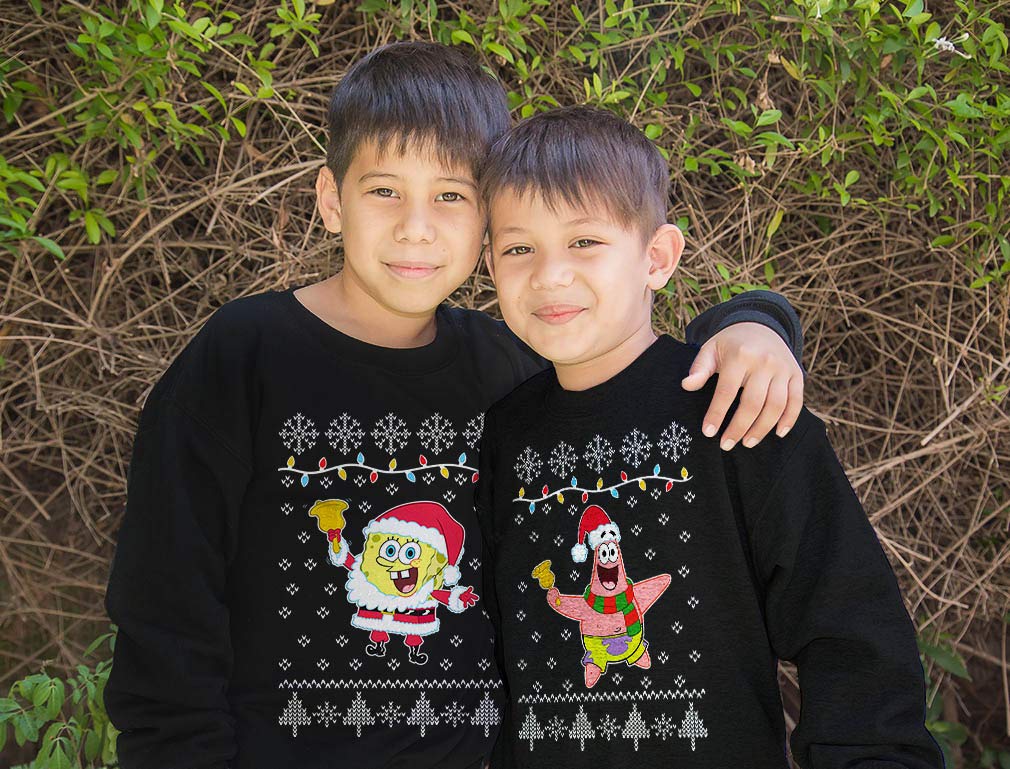 Patrick & SpongeBob Ugly Christmas Sweater Matching Set - Funny Sibling Couple Costume for Holiday Parties & Family Photos | SpongeBob SquarePants Themed Outfits
