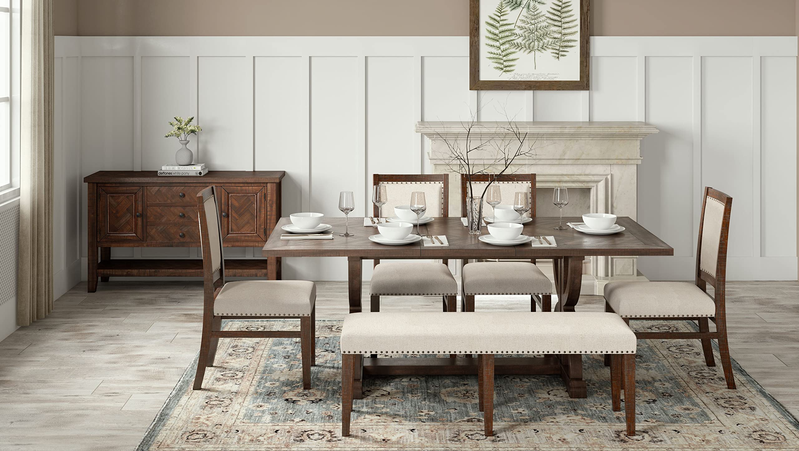 Jofran Inc. Fairview Rustic Trestle Coffee Table - Solid Wood Farmhouse Style Living Room Furniture for Home Decor | Perfect for Living Room, Lounge, or Office