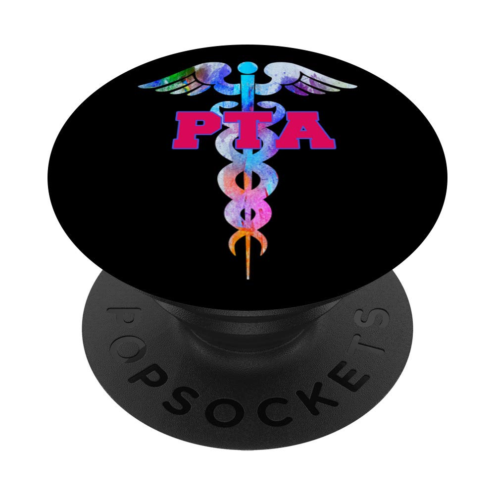 PTA Physical Therapist Assistant Caduceus Watercolor Art PopSockets Swappable Grip for Phones & Tablets - Perfect Gift for Medical Students & Healthcare Professionals
