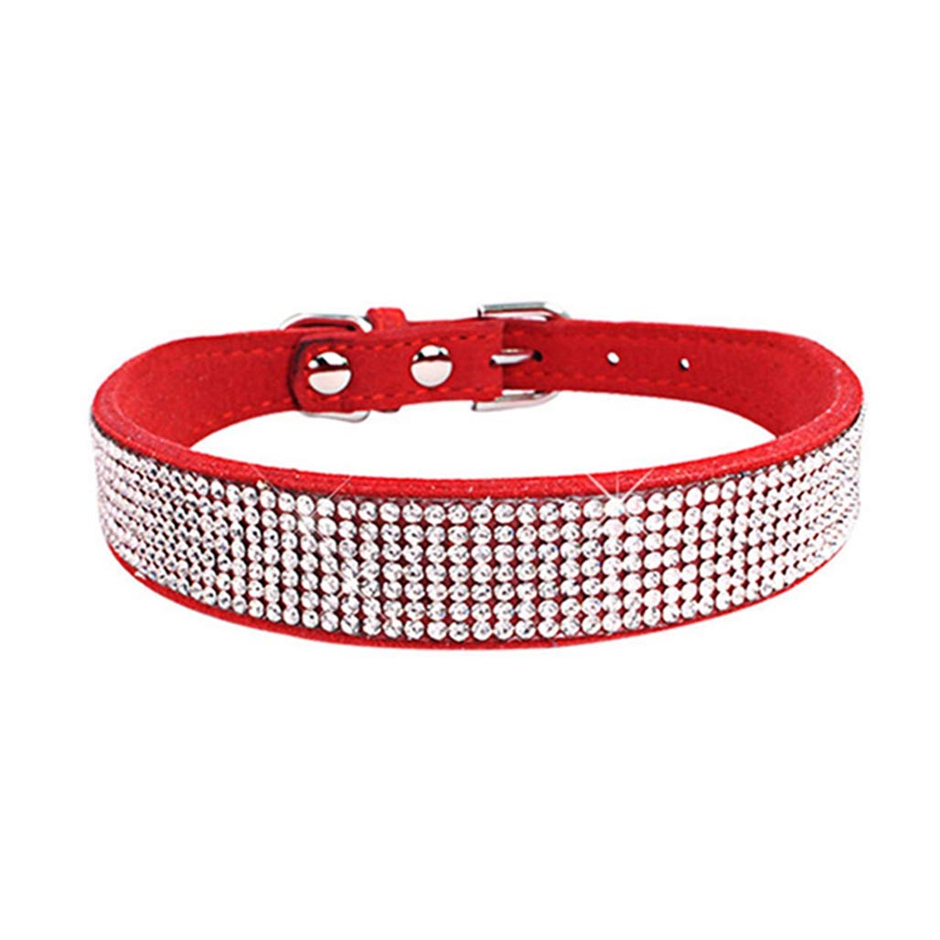 Sparkling Rhinestone Dog Collar - Soft Suede Leather Pet Collar with Crystal Diamonds for Small Dogs & Cats | Perfect for Parties, Weddings & Special Occasions