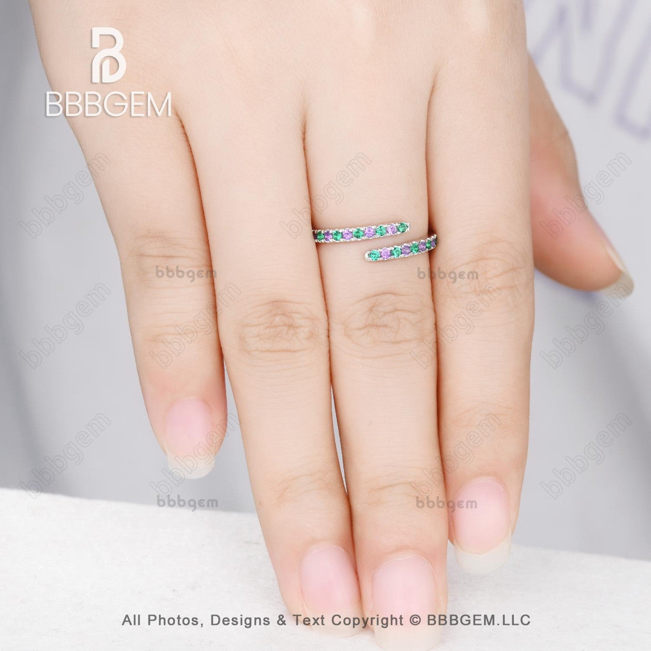 December Birthstone Turquoise Diamond White Gold Open Gap Band Ring – 1.4mm Wide Round Sleeping Beauty Turquoise Ring for Women | Perfect Gift for Birthdays, Anniversaries & Special Occasions