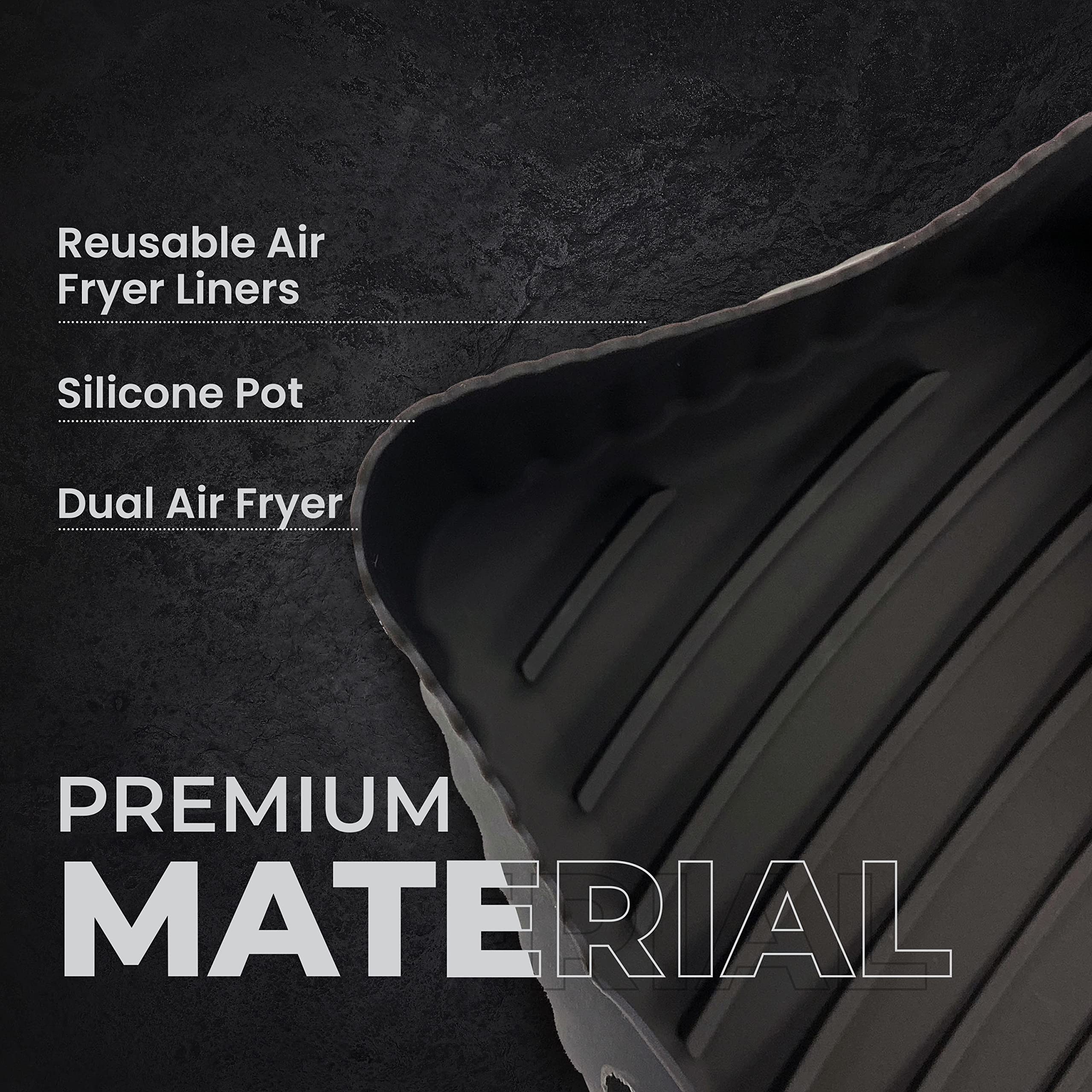 LOBUK 2-Pack Reusable Silicone Air Fryer Liners for Ninja Dual Air Fryer - BPA Free, Non-Stick, Dishwasher Safe (Rectangle, Grey) - Perfect for Healthy Cooking & Easy Cleanup