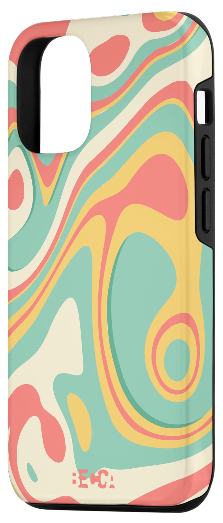 Retro Groovy Liquid Swirl iPhone 12/12 Pro Case - 70s 80s Psychedelic Trippy Design - Protective Cover for Daily Use, Parties & Music Festivals
