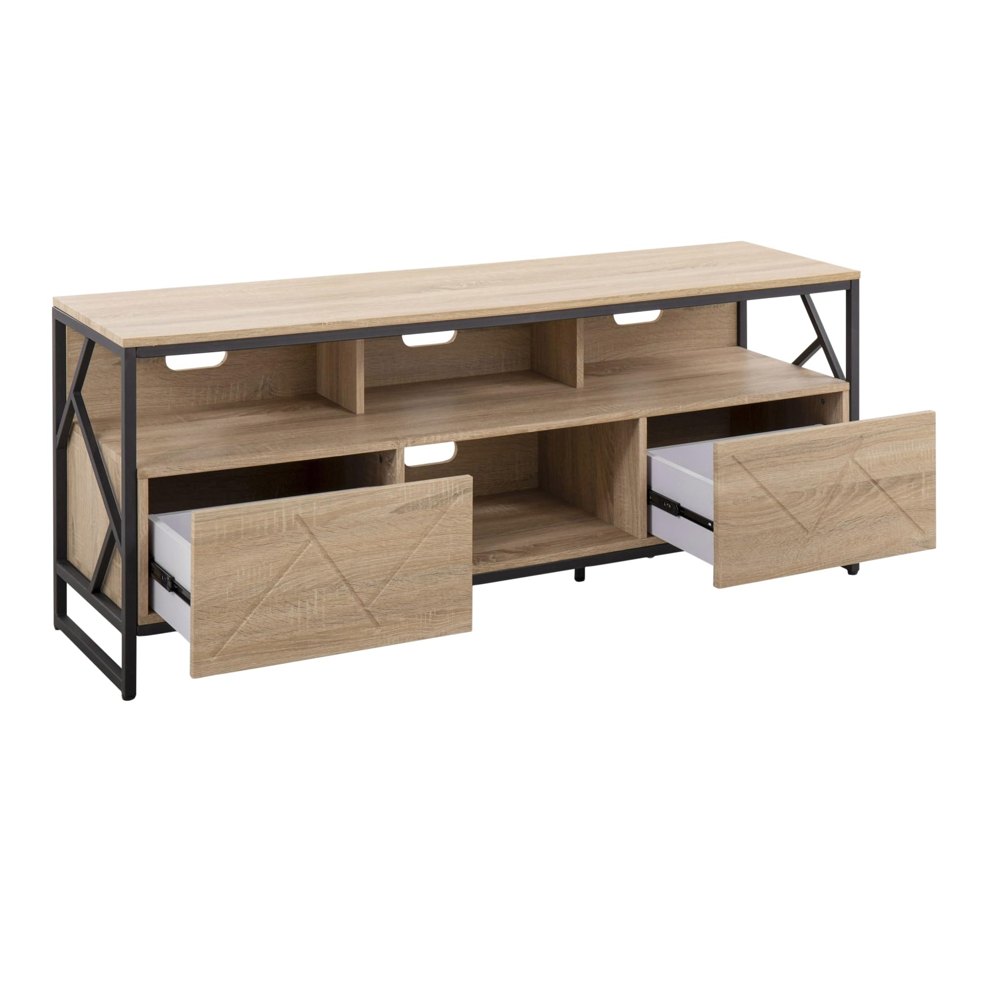 LumiSource Folia TV Stand - Modern Entertainment Center & Media Console with Storage for Living Room | Perfect for TVs, Gaming Consoles & Home Theater Setup