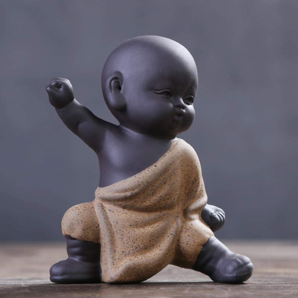 YANJ Handmade Sand Pottery Tea Set - Creative Kungfu Monk & Shami Tea Ceremony Decor, Tea Pet for Ceremonial Play | Perfect for Zen Meditation, Home Decor & Gift Giving