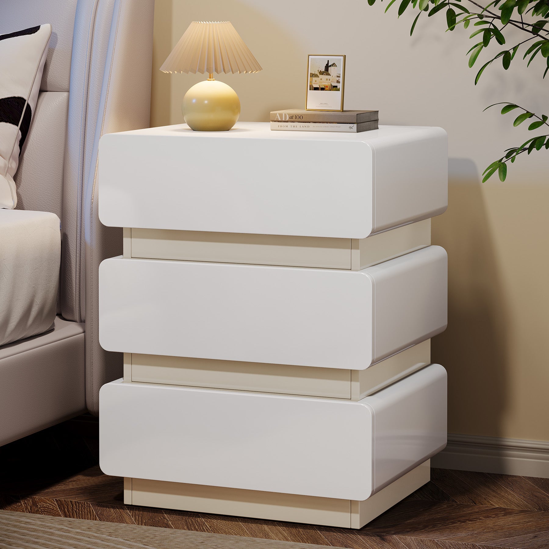 3 Drawer Nightstand with LED Lights - Modern Bedside End Table with Storage for Bedroom, Living Room, and Office - Perfect for Small Spaces and Apartment Decor