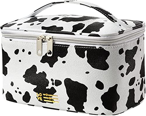 Cute Cow Print Makeup Bag for Travel - Waterproof Cosmetic Organizer & Toiletries Pouch - Perfect Gift for Women & Girls - Great for Vacation, Gym, and Daily Use