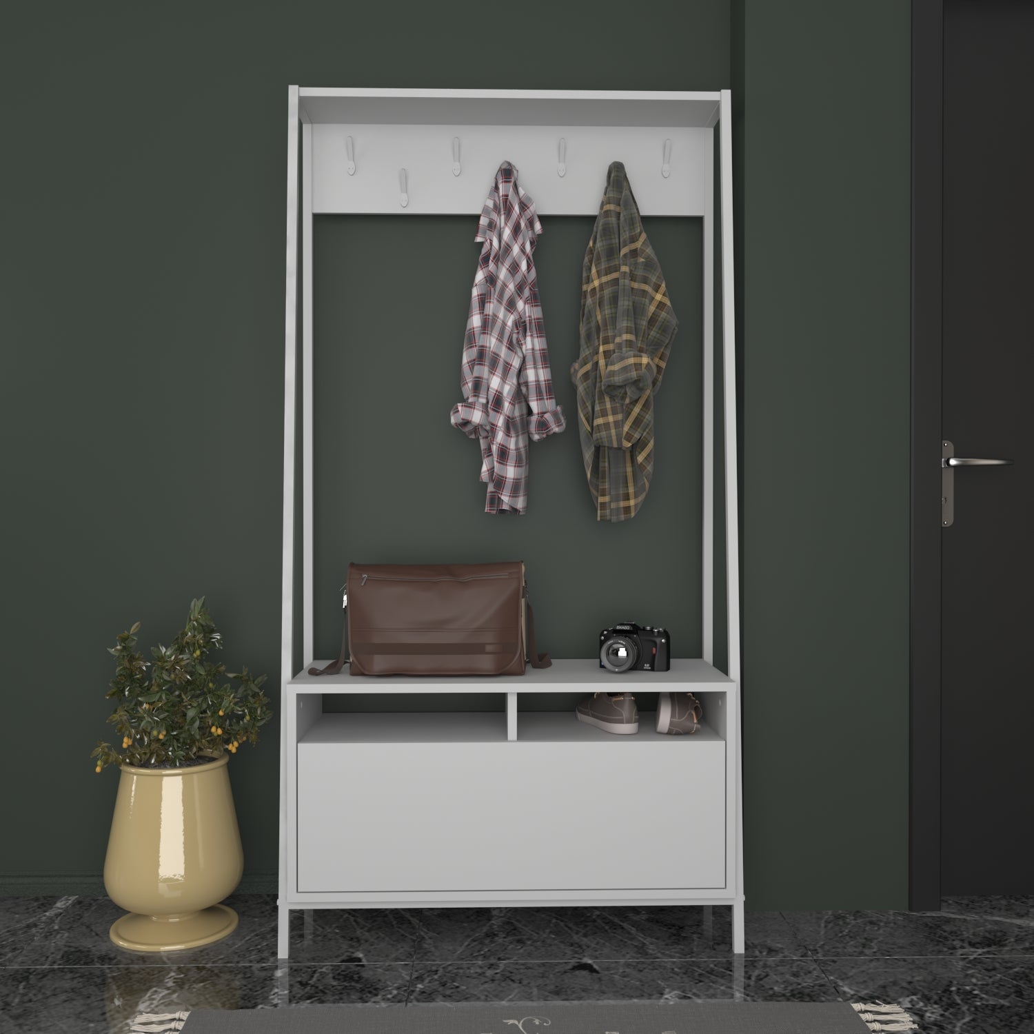 Ames Hall Tree with Bench and Hooks - Rustic Entryway Organizer for Coats, Hats & Shoes | Perfect for Mudrooms, Foyers & Small Spaces
