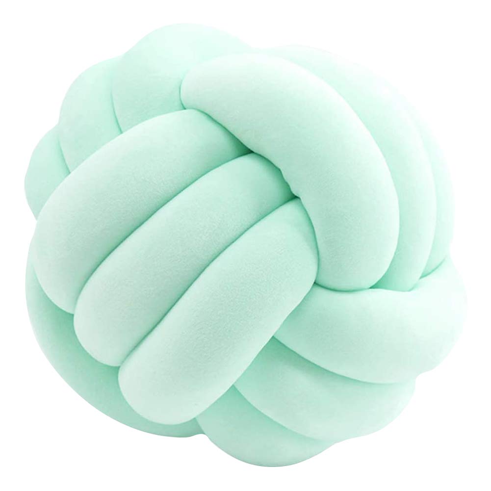 Handmade Knotted Throw Pillow - Soft Plush Ball Cushion for Sofa, Couch, Bed & Nursery Decor - Mint Green Decorative Knot Pillow (7.9x7.9 Inches) - Perfect for Living Room, Bedroom & Baby Crib Accessories