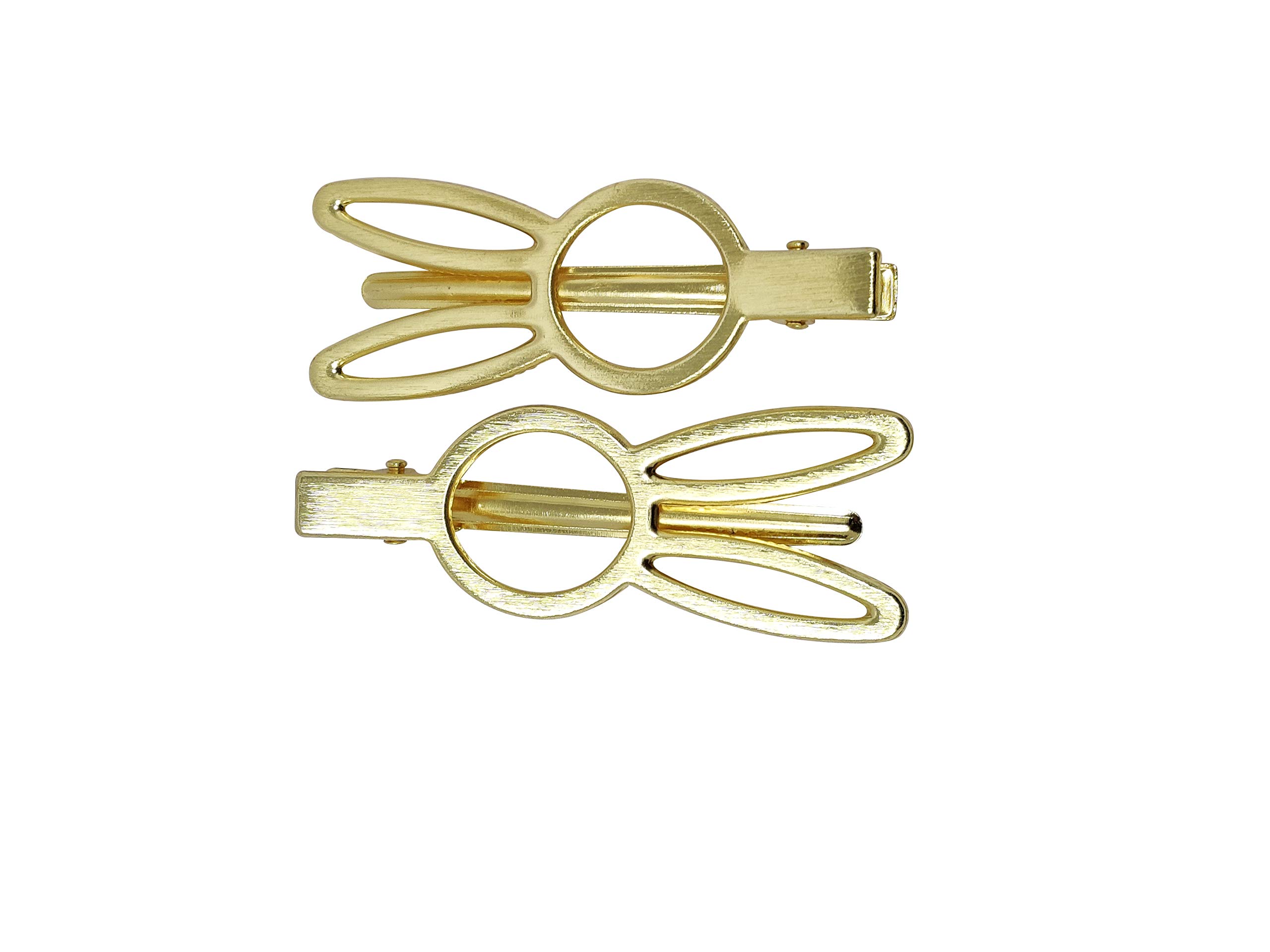EVOGIRL Slider Hair Pin - Crocodile Clip with Rabbit Ear Design, French Style Metal Hair Clips, Elegant Retro Hair Barrettes (7cm, Gold, Medium) - 2 Pack for Women & Girls - Perfect for Parties, Weddings, and Everyday Styling