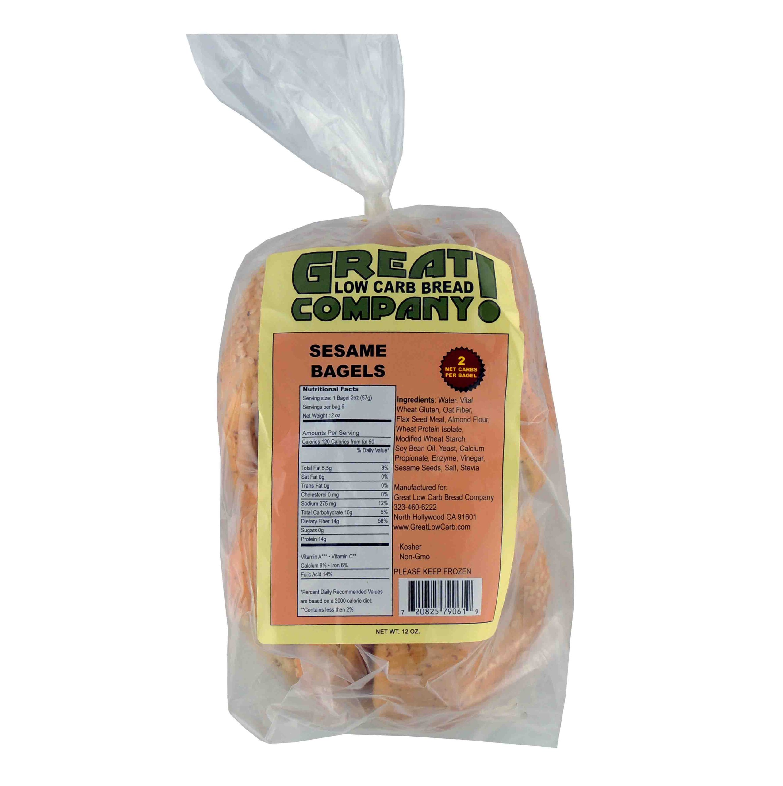 Great Low Carb Bread Co. - Keto Friendly Sesame Bagels - 3 Pack (12 Bagels) - Perfect for Breakfast, Snacks & Low Carb Diets
